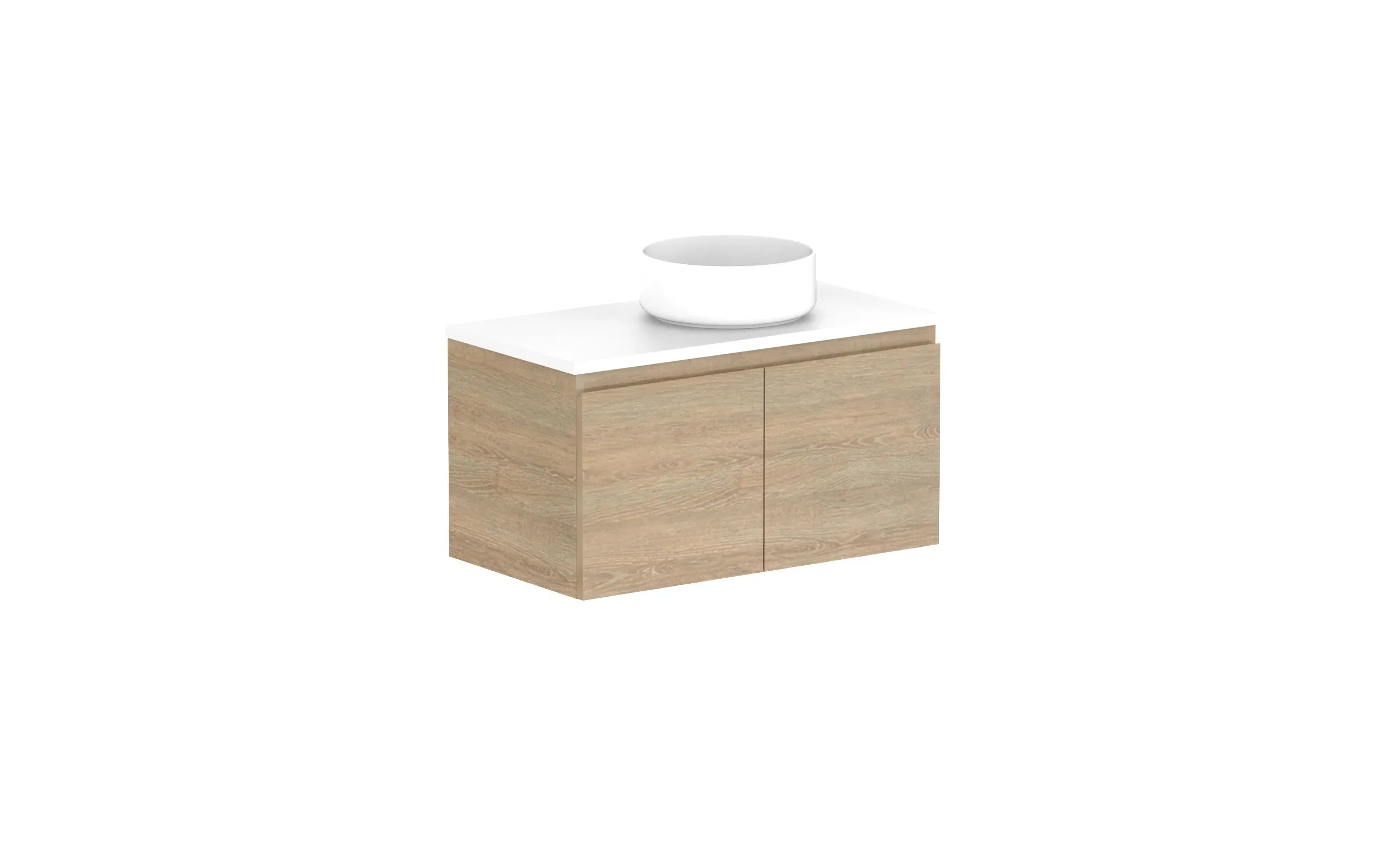 ADP Glacier Ensuite All Door Slim Wall Hung Vanity - 750mm / Benchtop / Right Hand Bowl