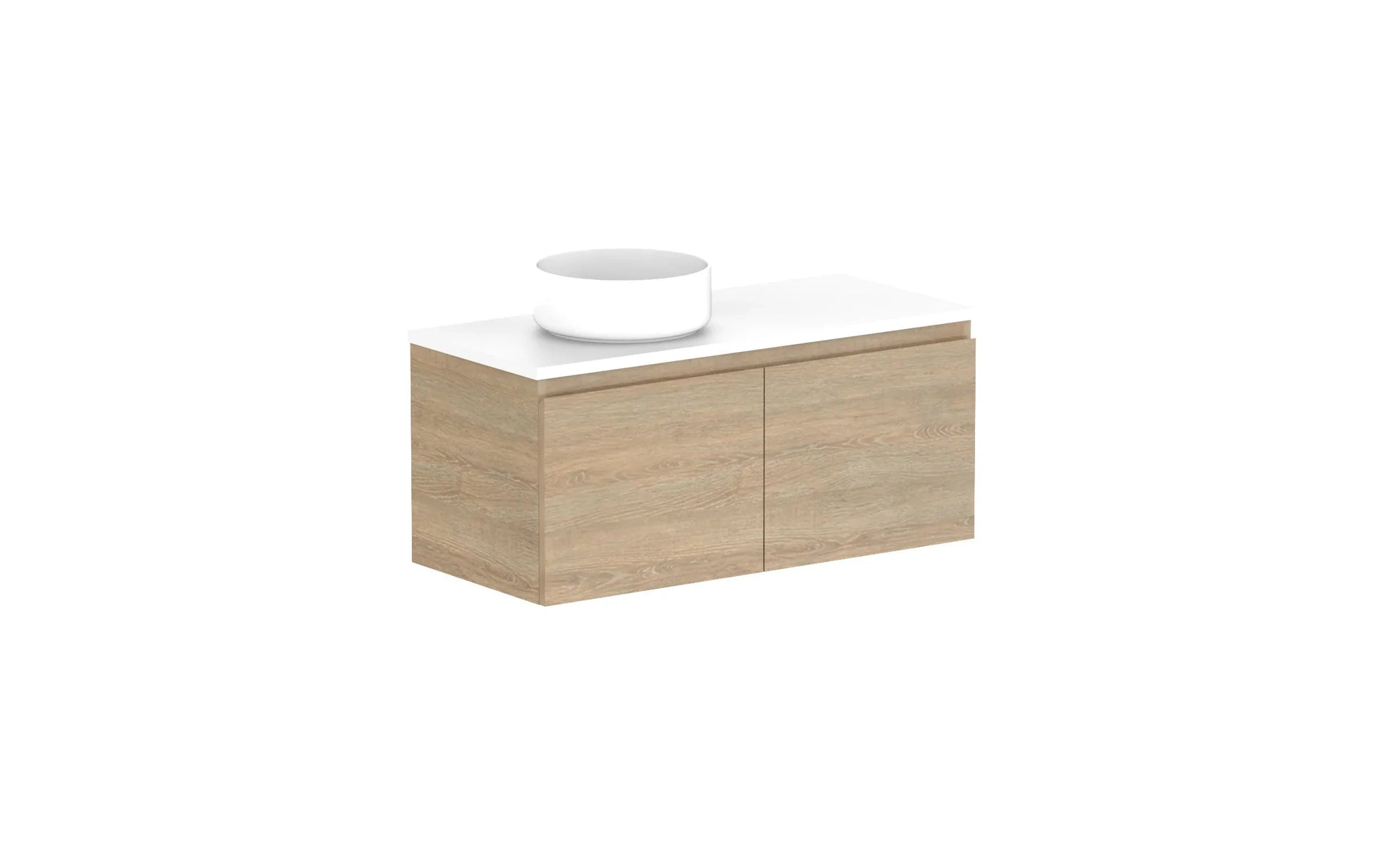 ADP Glacier Ensuite All Door Slim Wall Hung Vanity - 900mm / Benchtop / Left Hand Bowl
