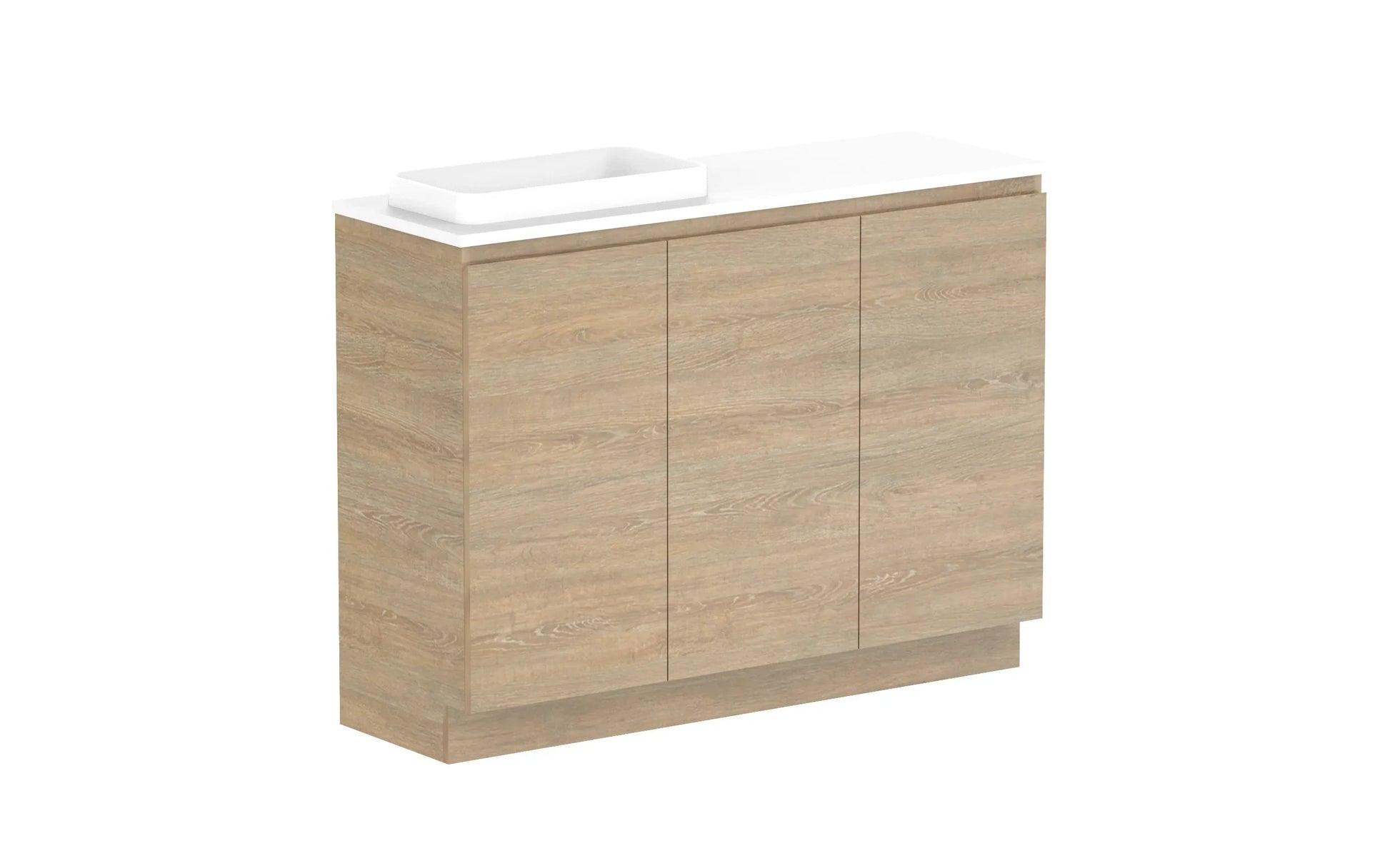 ADP Glacier Ensuite All Door Trio Freestanding Vanity - 1200mm / Benchtop / Left Hand Bowl
