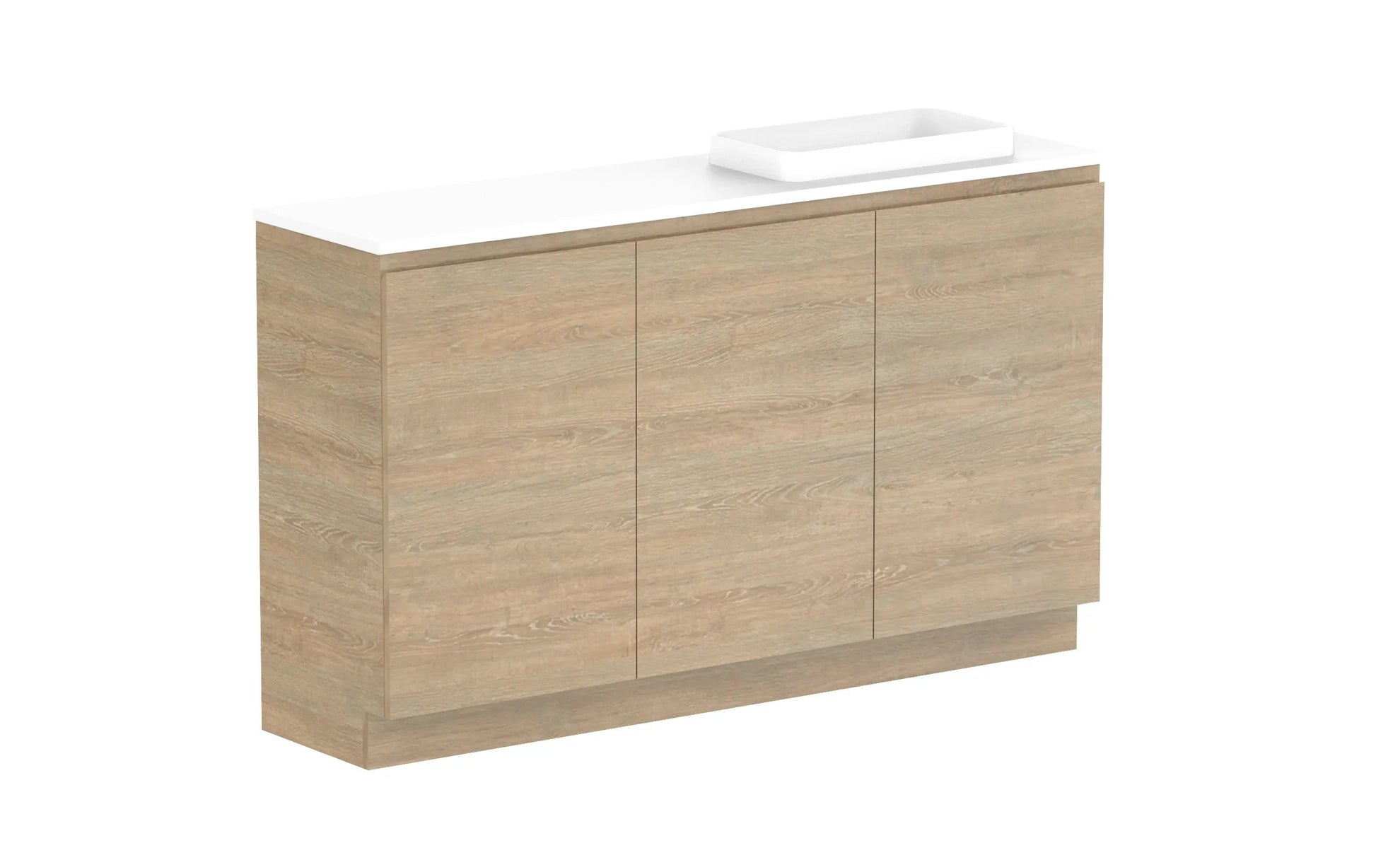 ADP Glacier Ensuite All Door Trio Freestanding Vanity - 1500mm / Benchtop / Right Hand Bowl