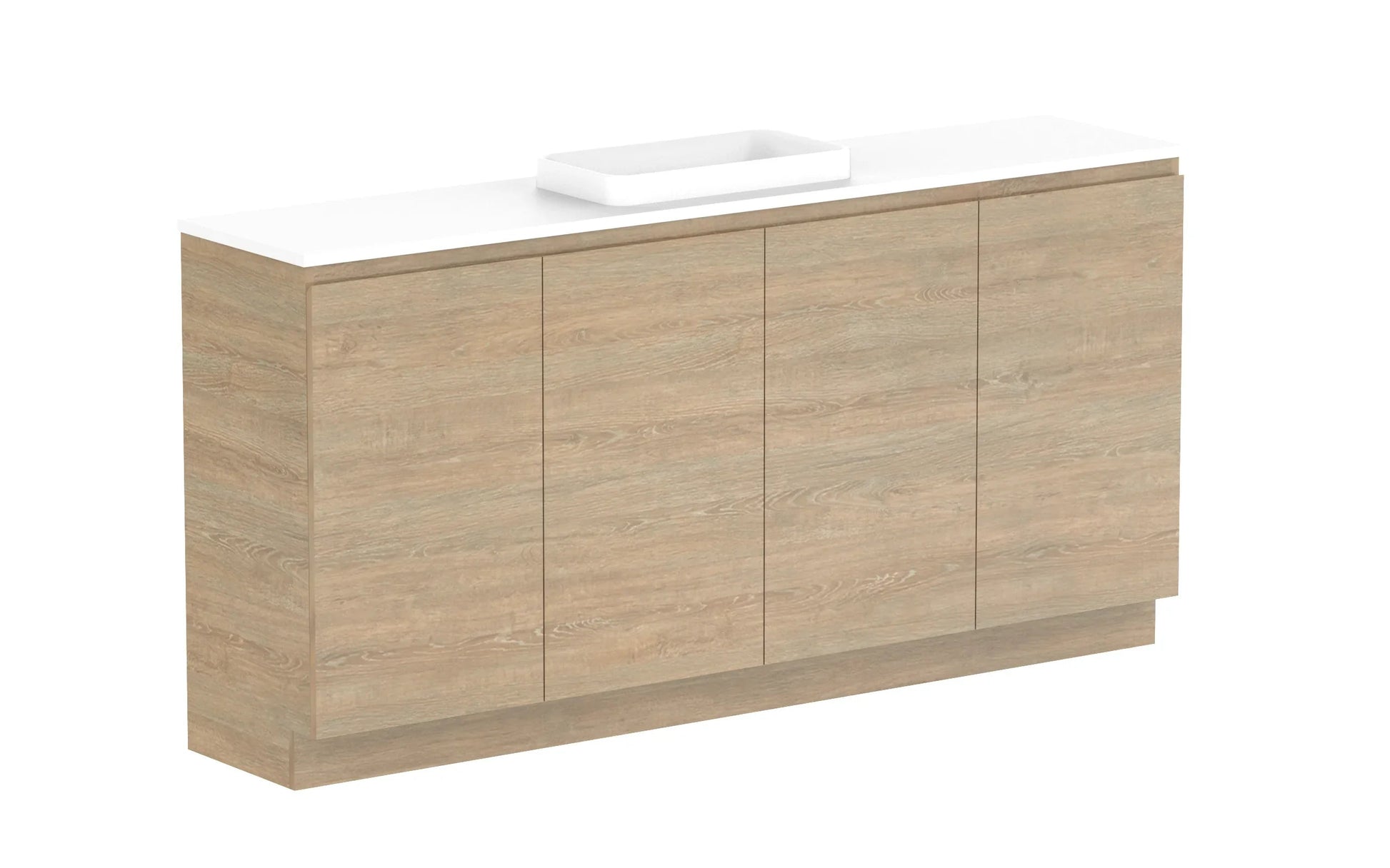 ADP Glacier Ensuite All Door Trio Freestanding Vanity - 1800mm / Benchtop / Centre Bowl