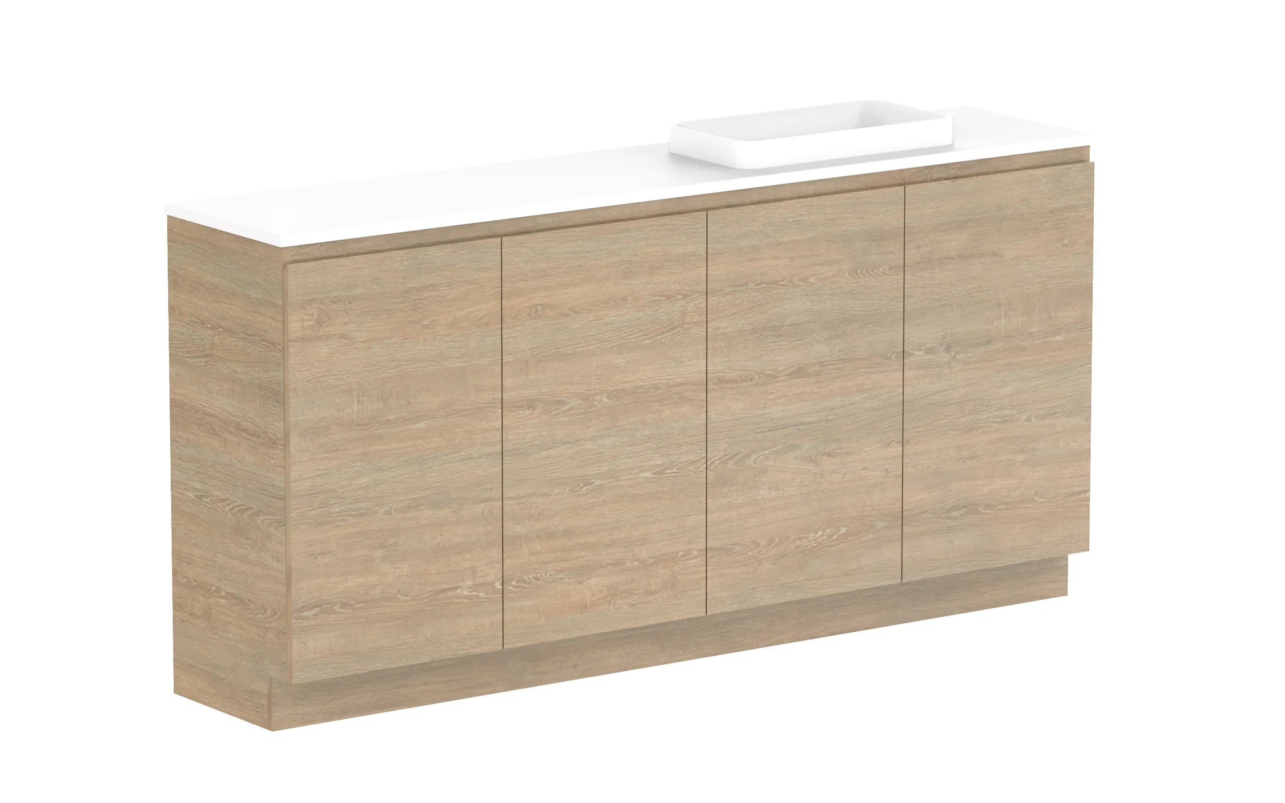 ADP Glacier Ensuite All Door Trio Freestanding Vanity - 1800mm / Benchtop / Right Hand Bowl
