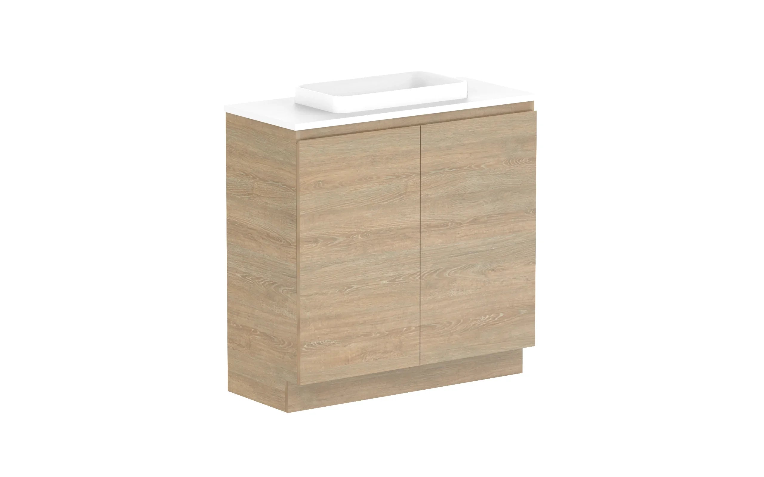 ADP Glacier Ensuite All Door Trio Freestanding Vanity - 900mm / Benchtop / Centre Bowl