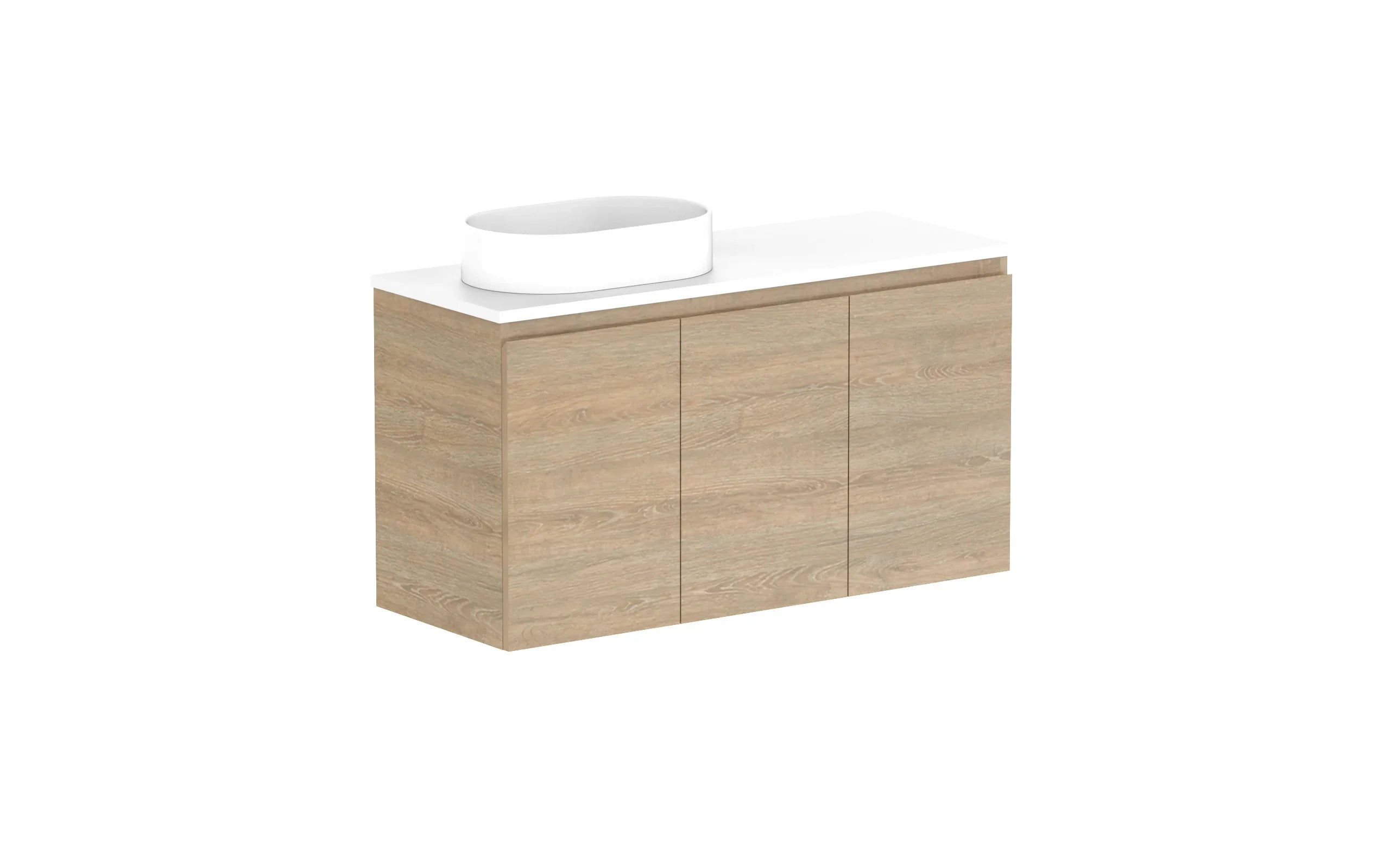 ADP Glacier Ensuite All Door Twin Wall Hung Vanity - 1050mm / Benchtop / Left Hand Bowl