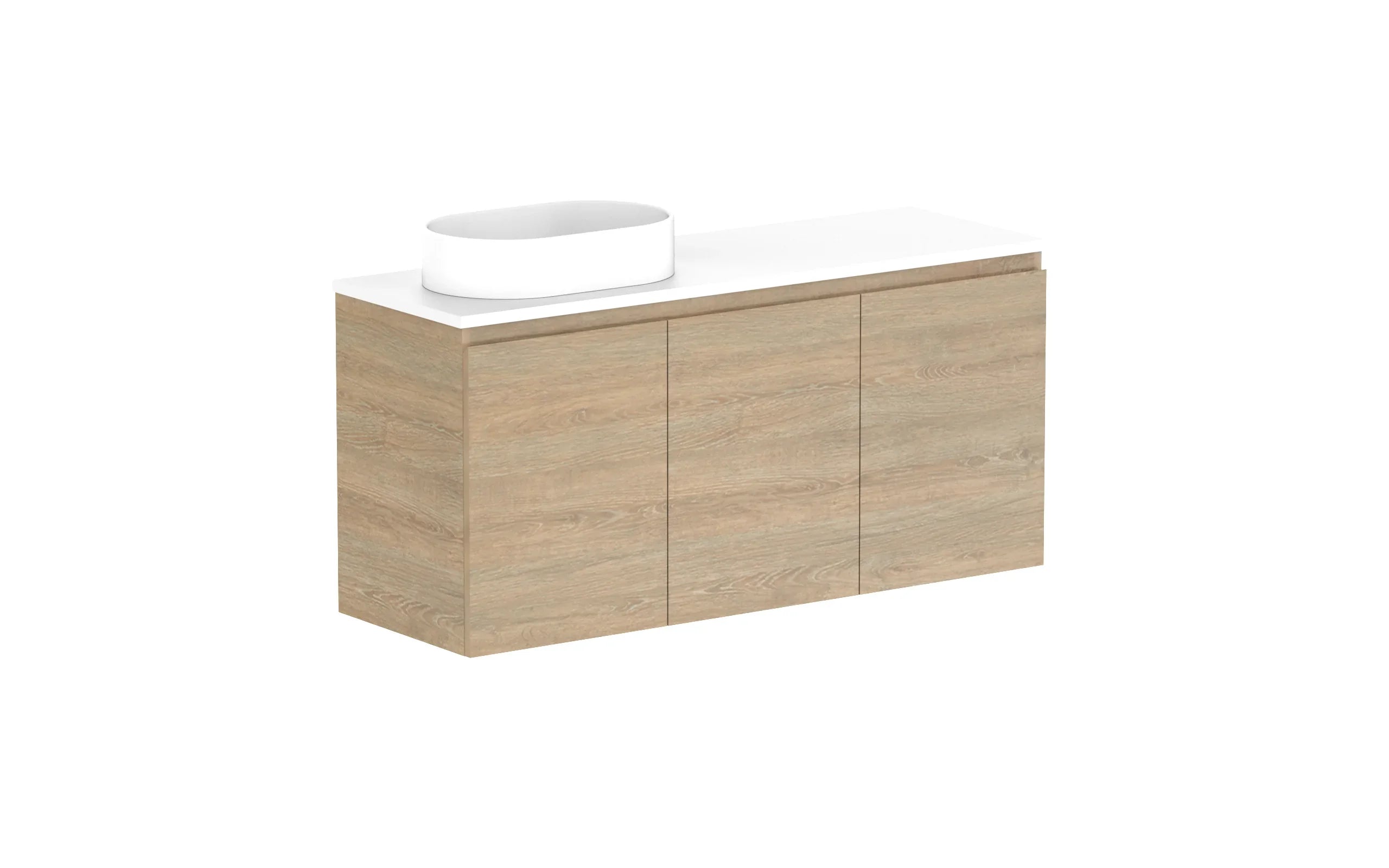 ADP Glacier Ensuite All Door Twin Wall Hung Vanity - 1200mm / Benchtop / Left Hand Bowl