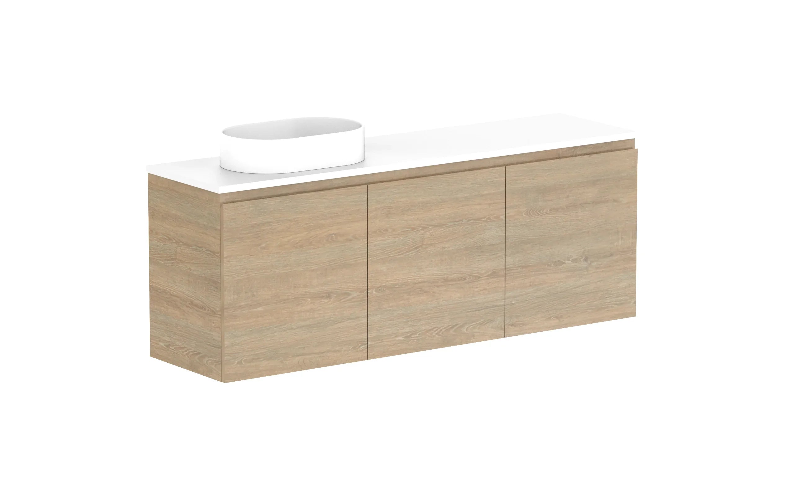 ADP Glacier Ensuite All Door Twin Wall Hung Vanity - 1500mm / Benchtop / Left Hand Bowl