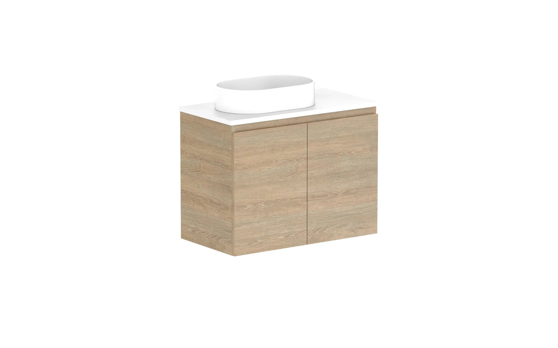 ADP Glacier Ensuite All Door Twin Wall Hung Vanity - 750mm / Benchtop / Left Hand Bowl