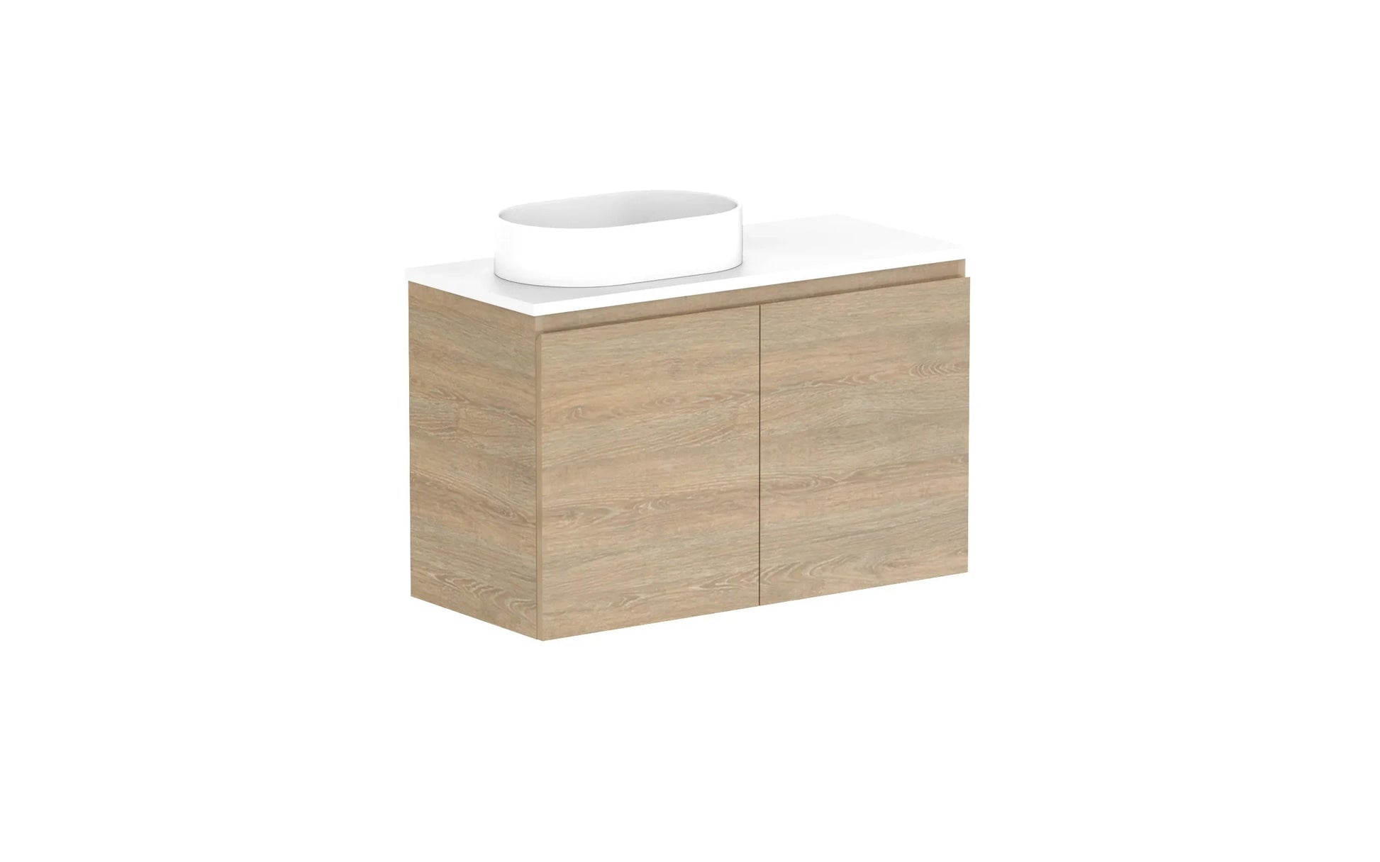 ADP Glacier Ensuite All Door Twin Wall Hung Vanity - 900mm / Benchtop / Left Hand Bowl