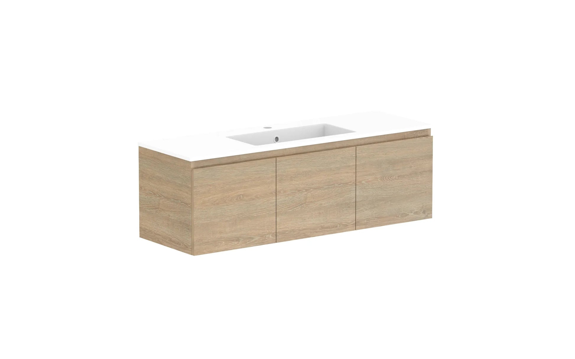 ADP Glacier Ensuite All Door Slim Wall Hung Vanity - 1200mm / Cast Marble Moulded Top / Centre Bowl