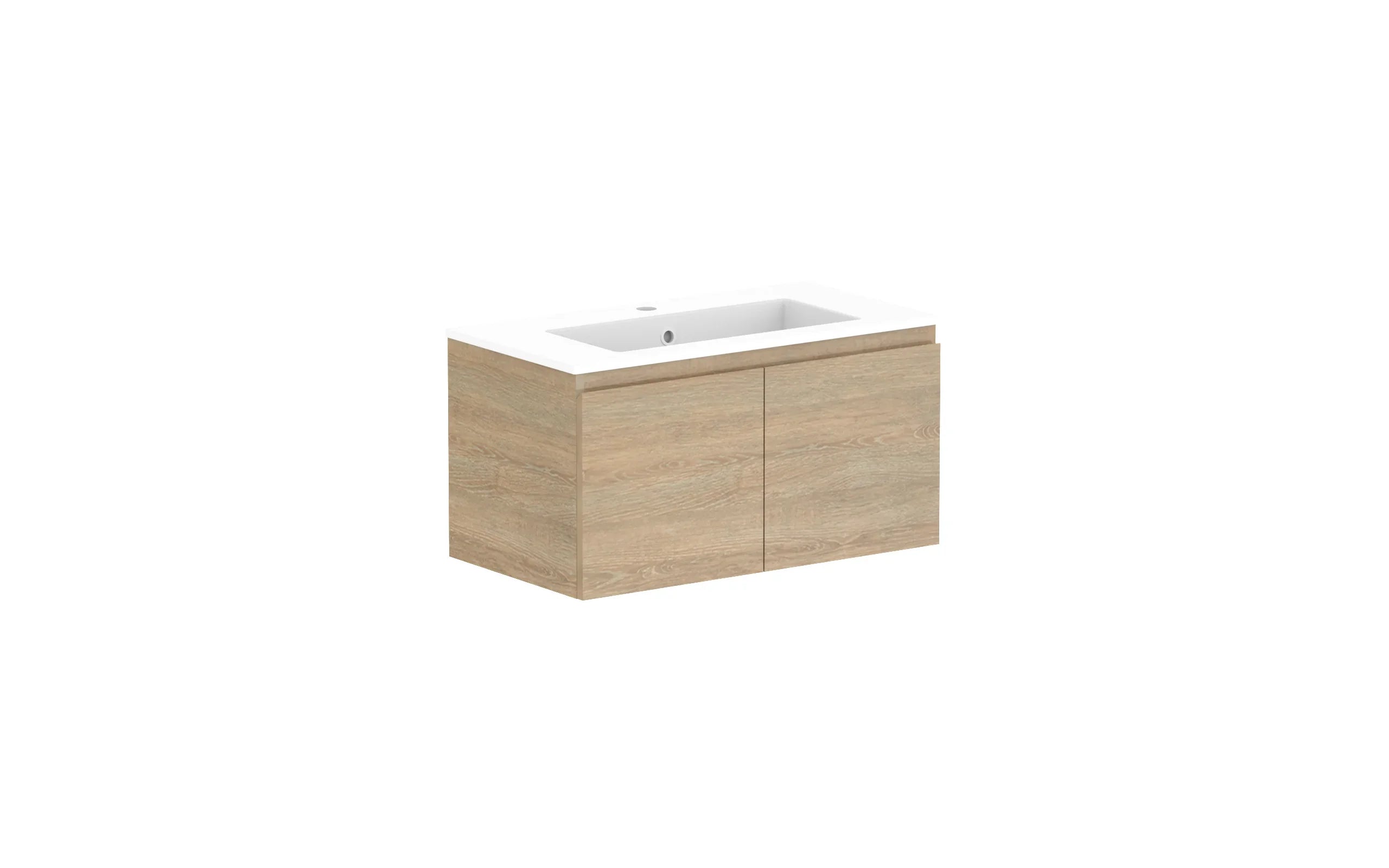 ADP Glacier Ensuite All Door Slim Wall Hung Vanity - 750mm / Cast Marble Moulded Top / Centre Bowl