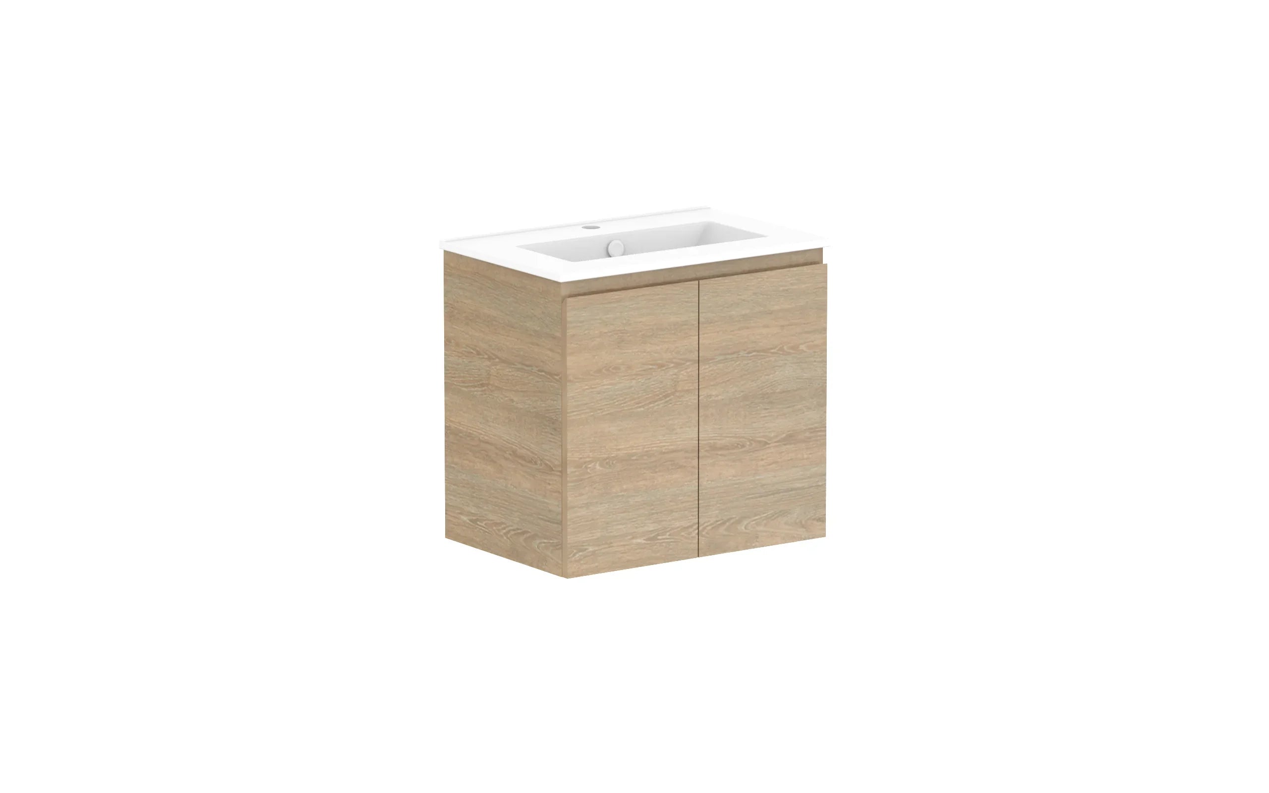 ADP Glacier Ensuite All Door Twin Wall Hung Vanity - 600mm / Ceramic Moulded Top / Centre Bowl