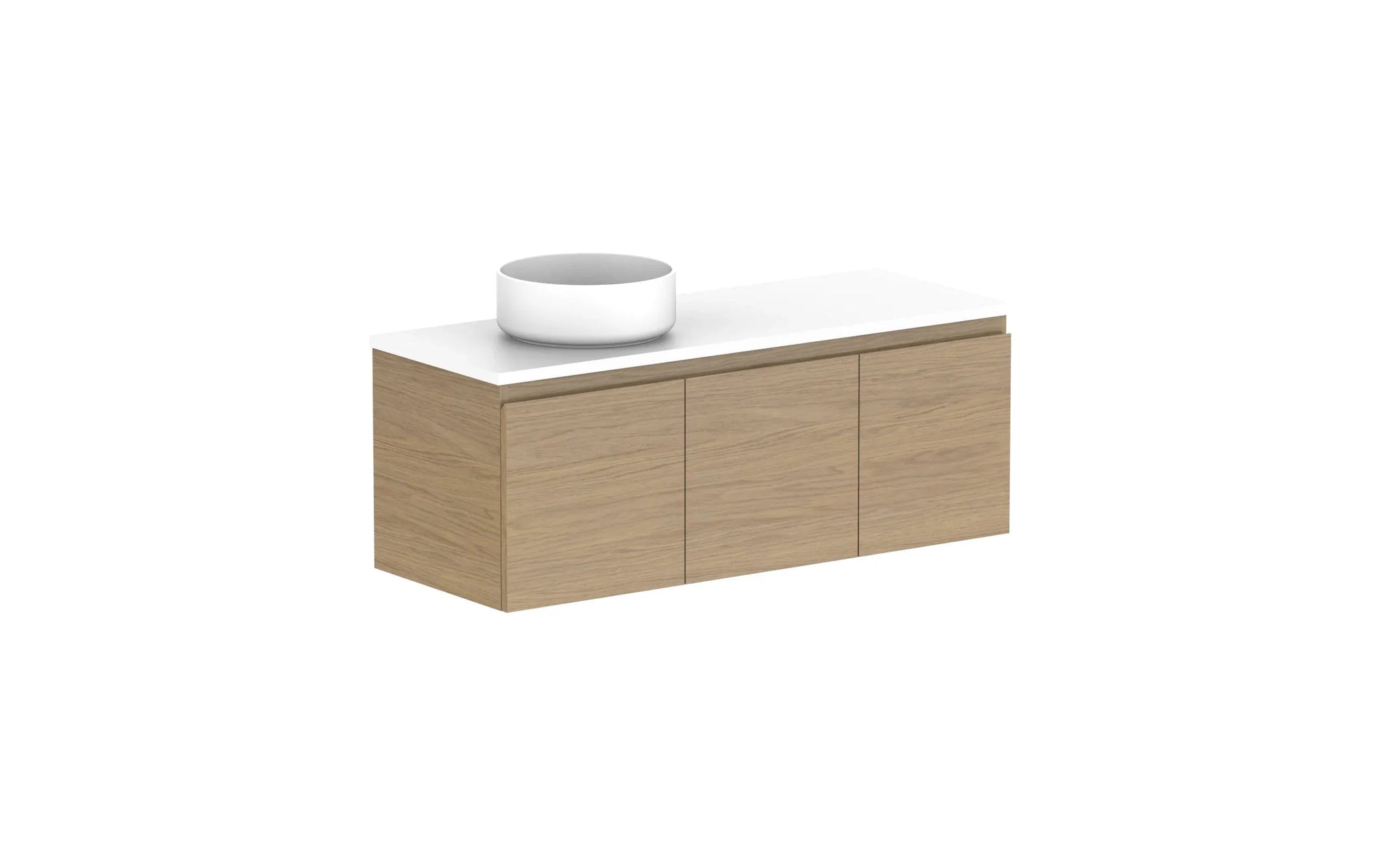 ADP Glacier Ensuite Door and Drawer Slim Wall Hung Vanity - 1050mm / Benchtop / Left Hand Bowl