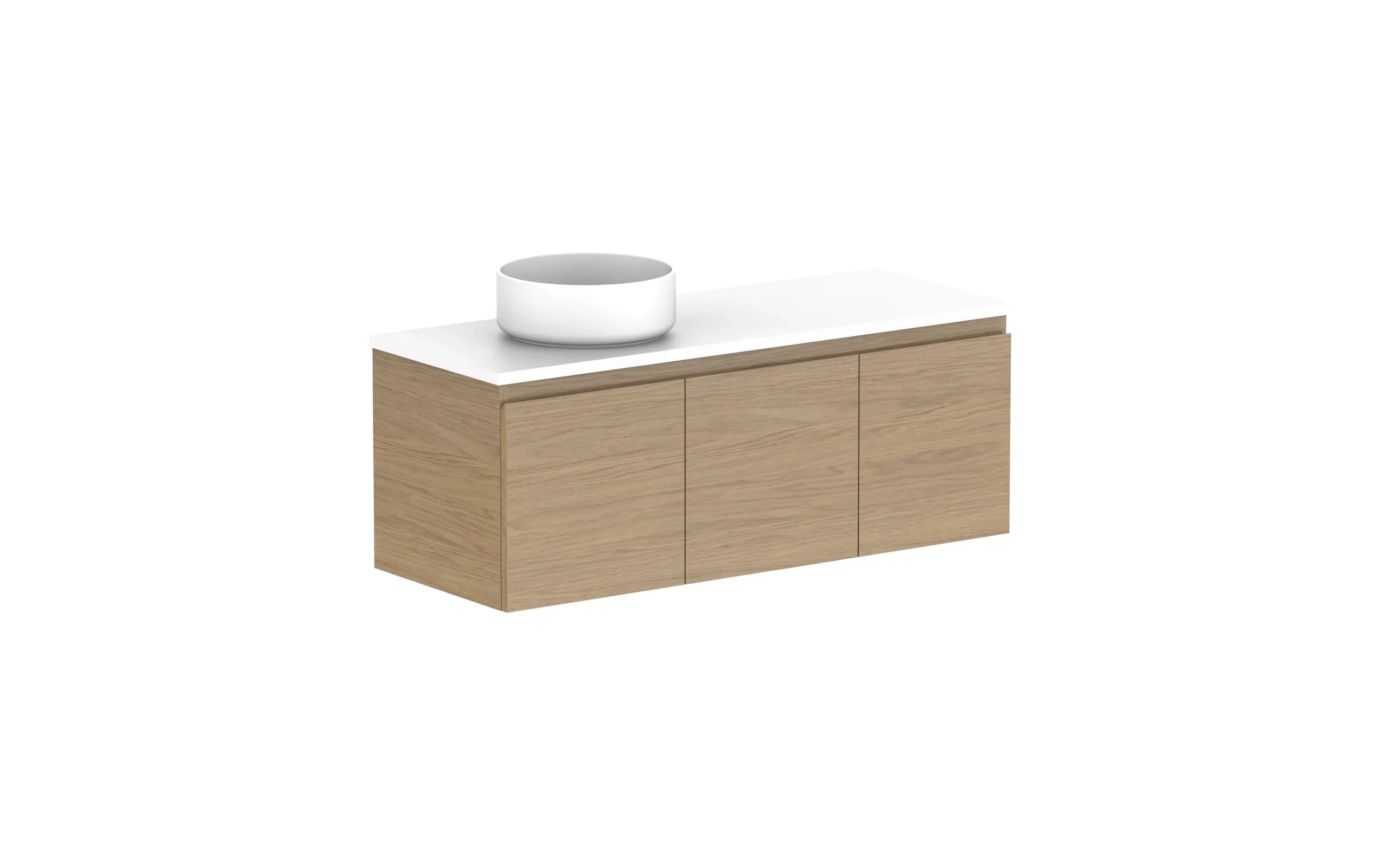 ADP Glacier Ensuite Door and Drawer Slim Wall Hung Vanity - 1050mm / Benchtop / Left Hand Bowl