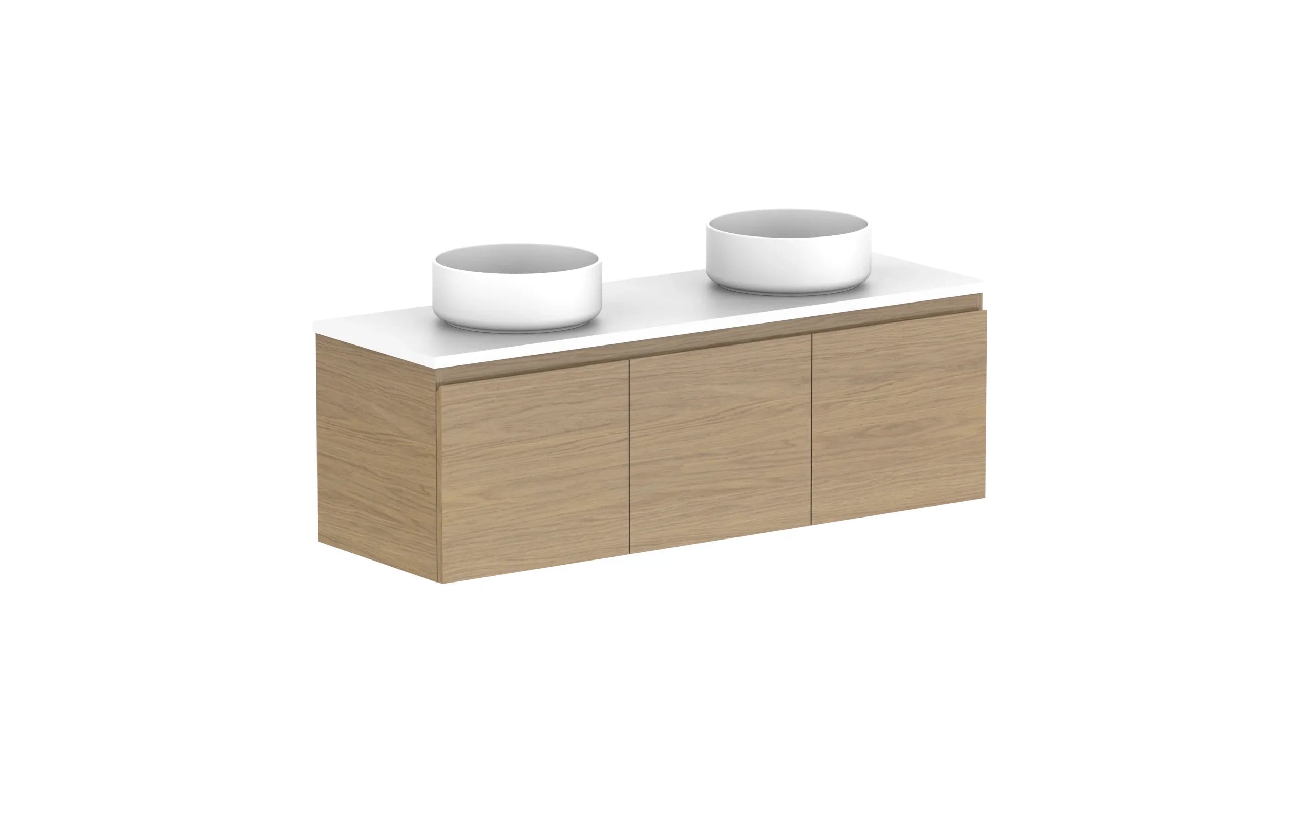 ADP Glacier Ensuite Door and Drawer Slim Wall Hung Vanity - 1200mm / Benchtop / Double Bowl