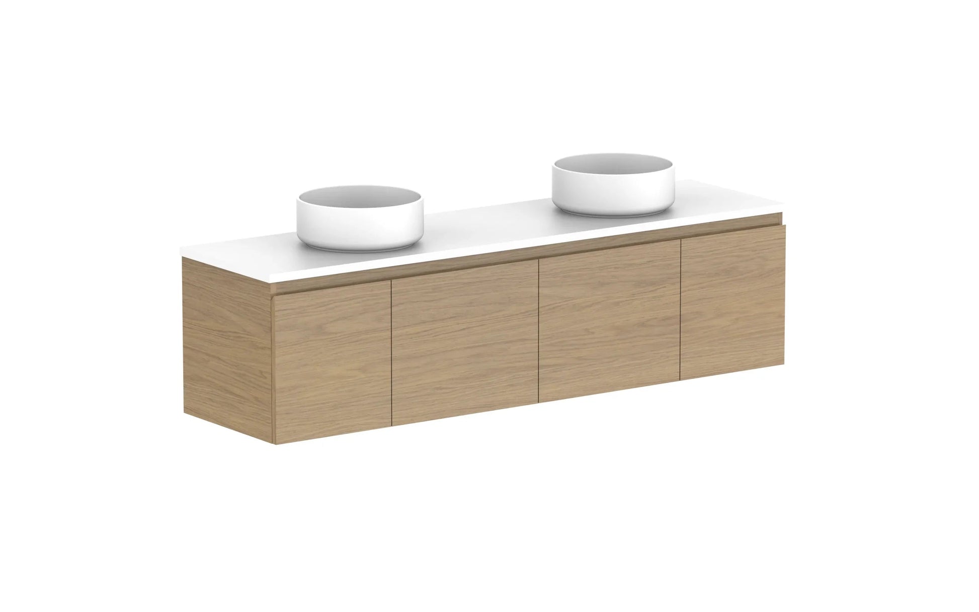 ADP Glacier Ensuite Door and Drawer Slim Wall Hung Vanity - 1500mm / Benchtop / Double Bowl