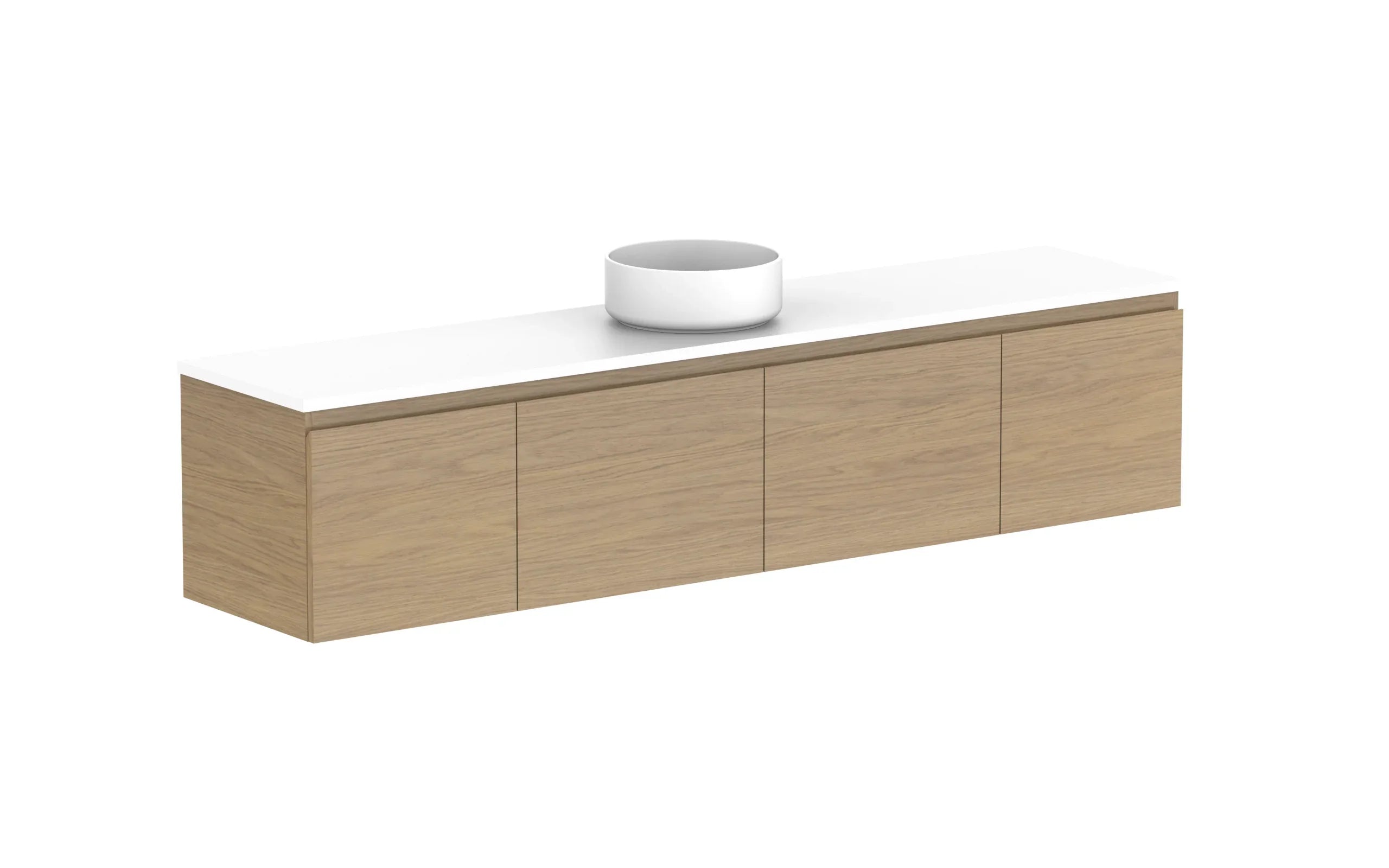 ADP Glacier Ensuite Door and Drawer Slim Wall Hung Vanity - 1800mm / Benchtop / Centre Bowl