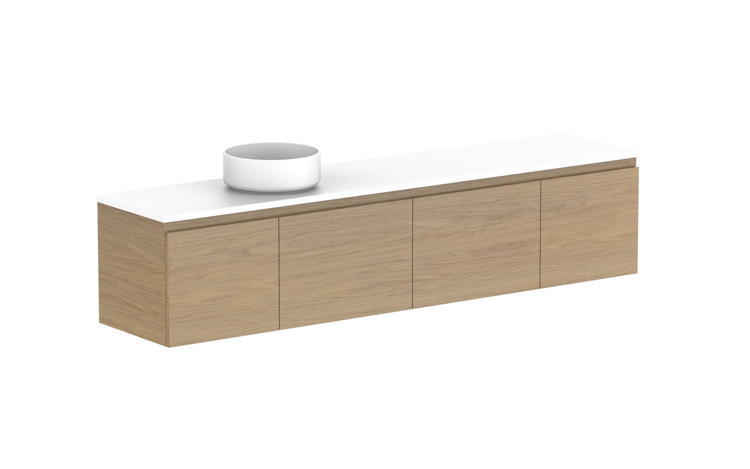 ADP Glacier Ensuite Door and Drawer Slim Wall Hung Vanity - 1800mm / Benchtop / Left Hand Bowl