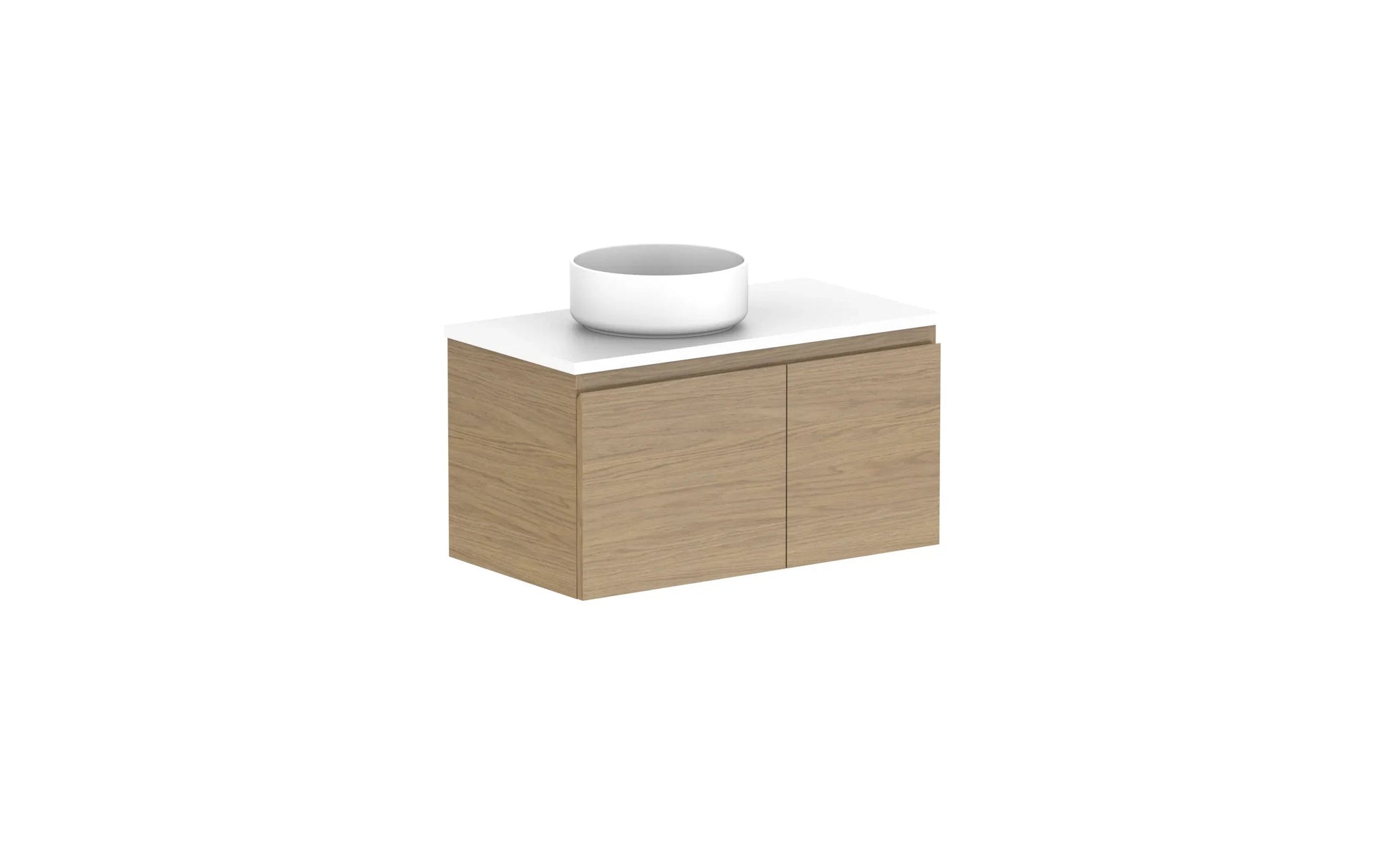 ADP Glacier Ensuite Door and Drawer Slim Wall Hung Vanity - 750mm / Benchtop / Left Hand Bowl