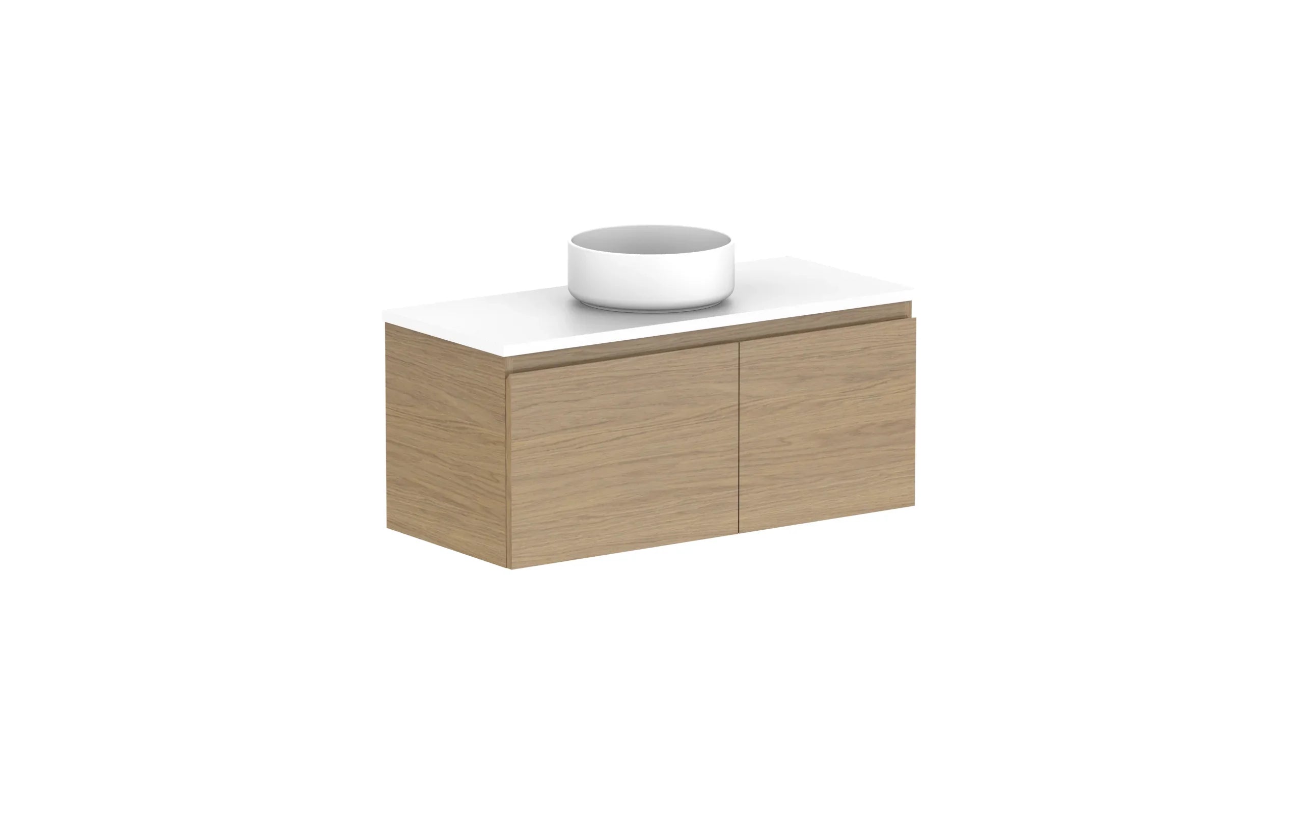 ADP Glacier Ensuite Door and Drawer Slim Wall Hung Vanity - 900mm / Benchtop / Centre Bowl