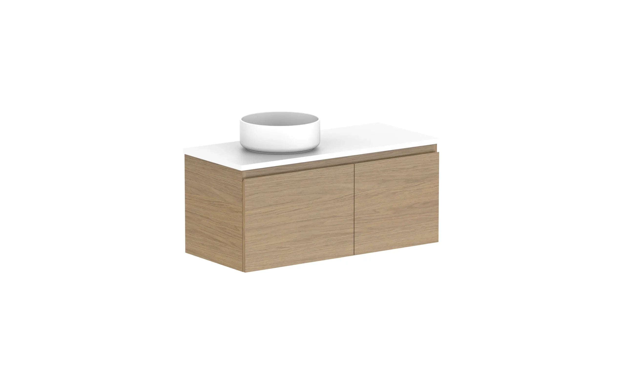 ADP Glacier Ensuite Door and Drawer Slim Wall Hung Vanity - 900mm / Benchtop / Left Hand Bowl