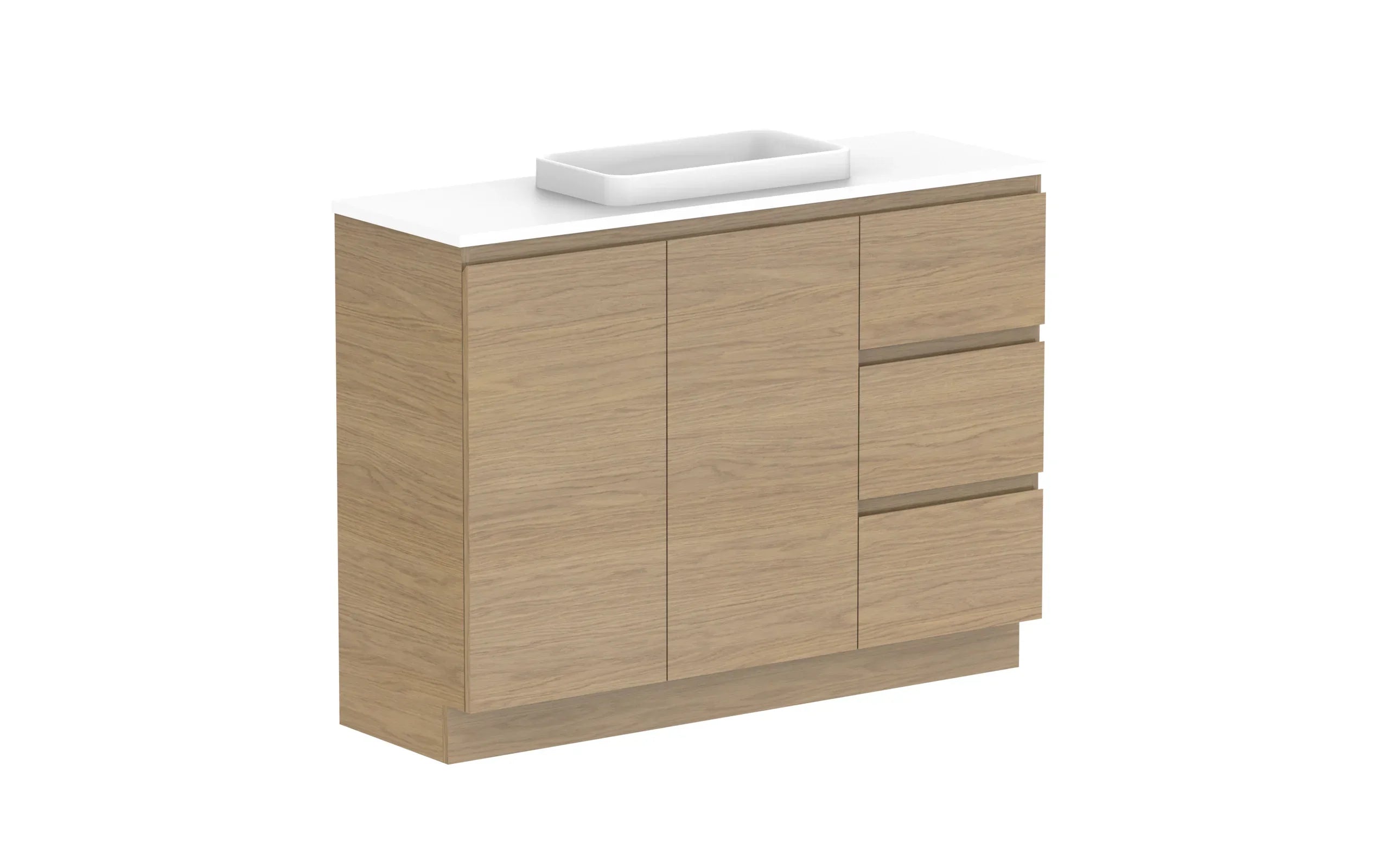 ADP Glacier Lite Ensuite Door & Drawer Trio Freestanding Vanity - 1200mm / Benchtop