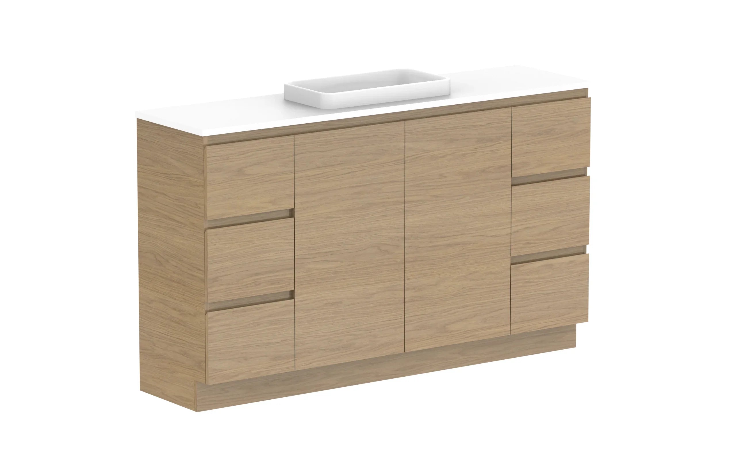 ADP Glacier Ensuite Door and Drawer Trio Freestanding Vanity - 1500mm / Benchtop / Centre Bowl