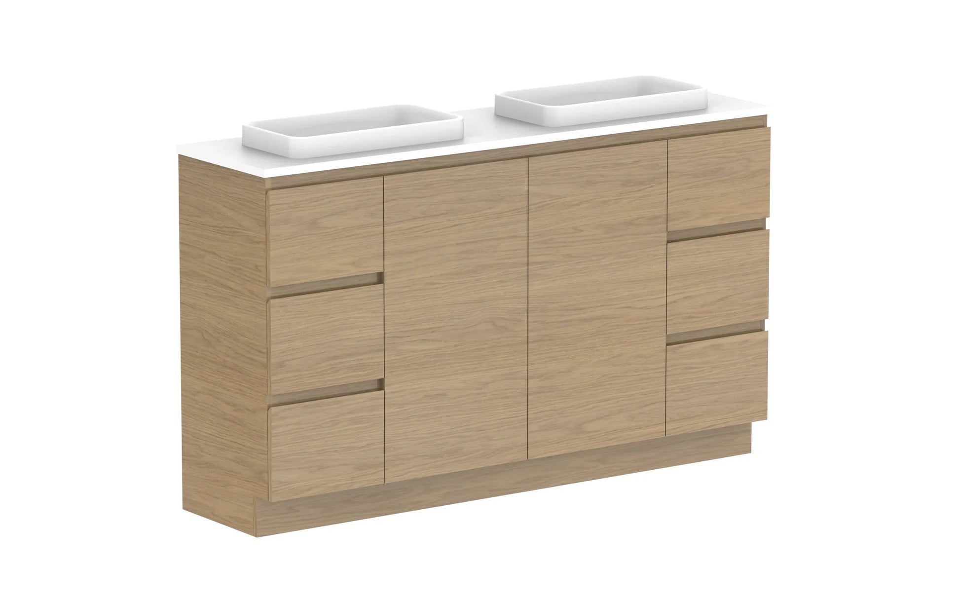 ADP Glacier Ensuite Door and Drawer Trio Freestanding Vanity - 1500mm / Benchtop / Double Bowl
