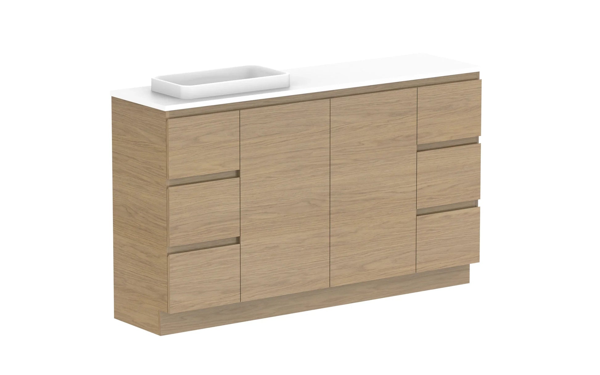 ADP Glacier Ensuite Door and Drawer Trio Freestanding Vanity - 1500mm / Benchtop / Left Hand Bowl