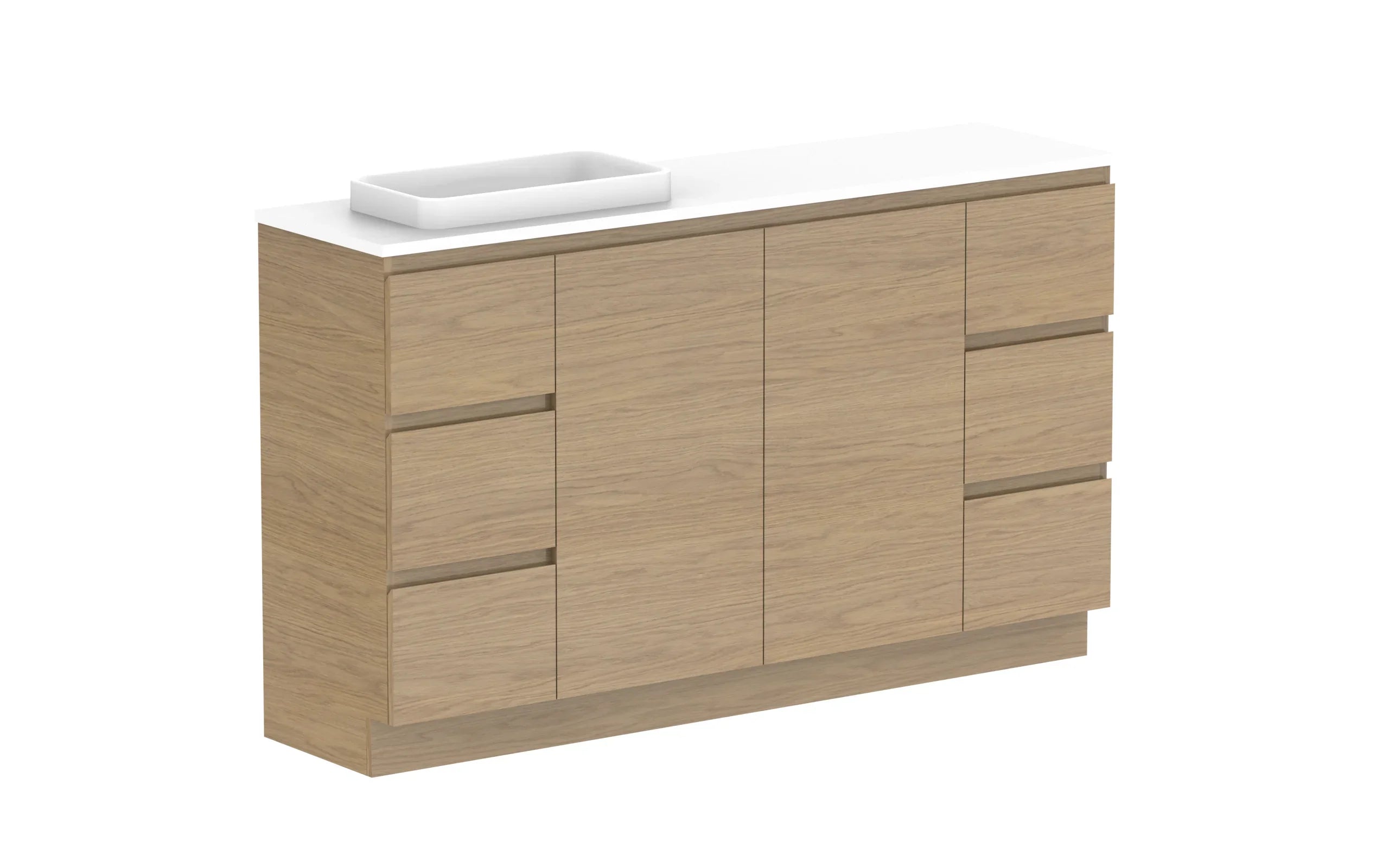 ADP Glacier Ensuite Door and Drawer Trio Freestanding Vanity - 1500mm / Benchtop / Left Hand Bowl