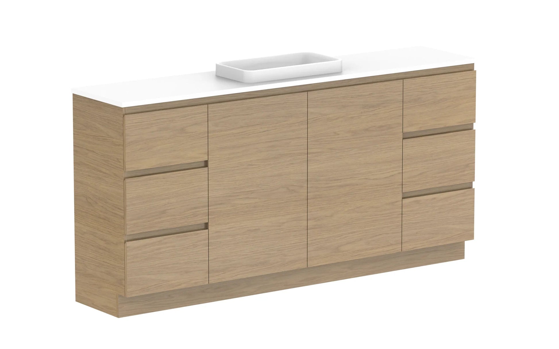 ADP Glacier Ensuite Door and Drawer Trio Freestanding Vanity - 1800mm / Benchtop / Centre Bowl