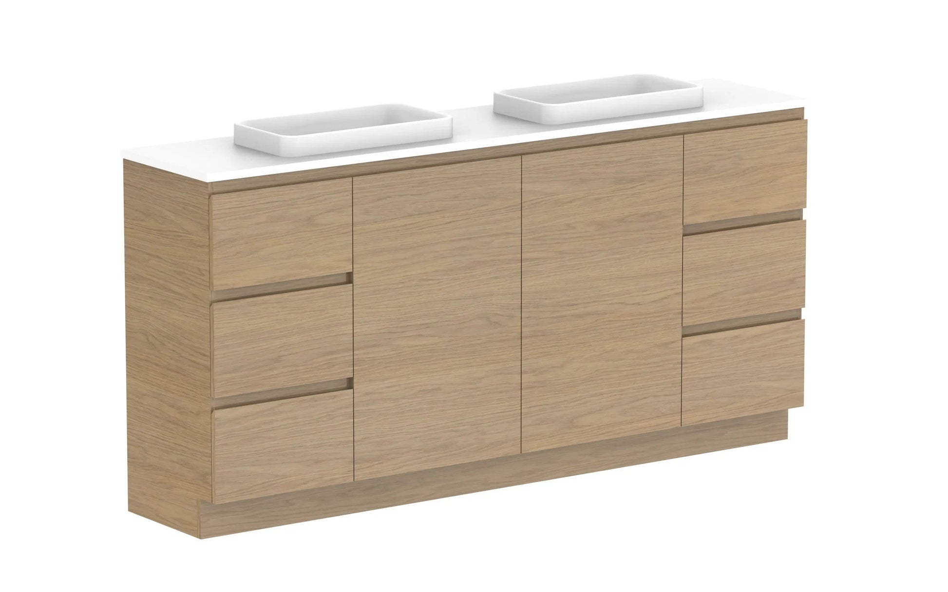 ADP Glacier Ensuite Door and Drawer Trio Freestanding Vanity - 1800mm / Benchtop / Double Bowl