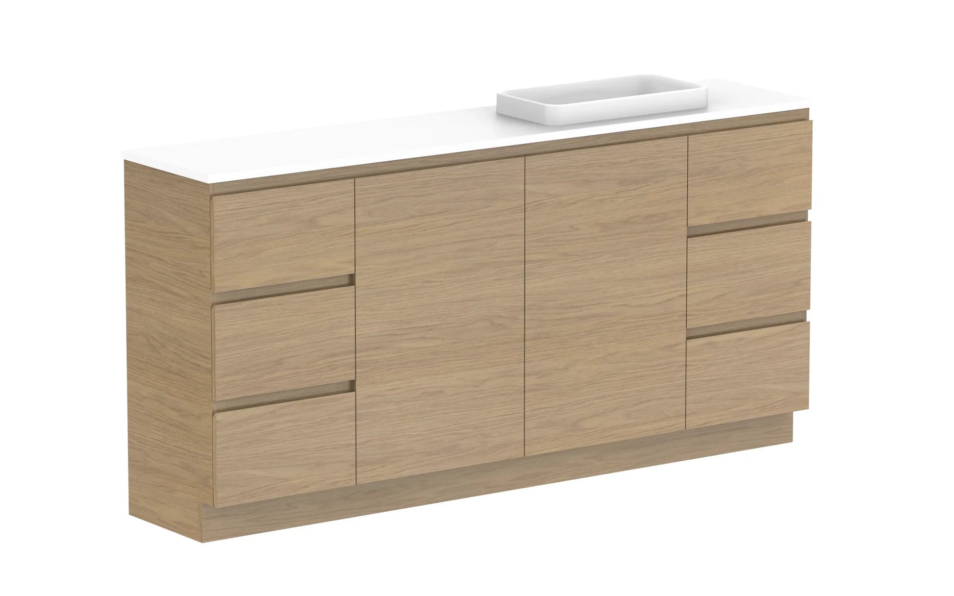 ADP Glacier Ensuite Door and Drawer Trio Freestanding Vanity - 1800mm / Benchtop / Right Hand Bowl
