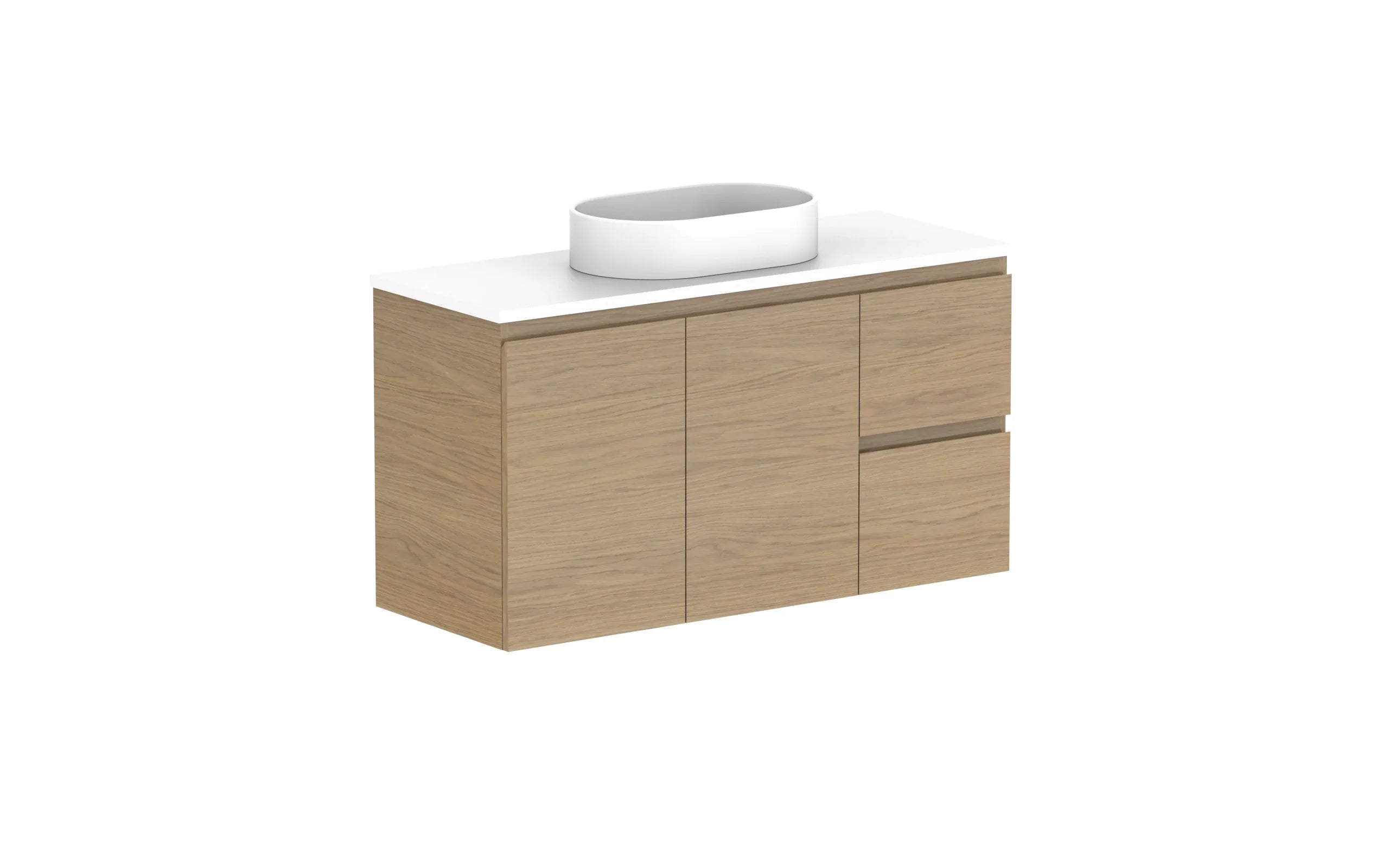 ADP Glacier Lite Ensuite Door & Drawer Twin Wall Hung Vanity - 1050mm / Benchtop
