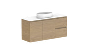 ADP Glacier Ensuite Door and Drawer Twin Wall Hung Vanity - 1200mm / Benchtop / Centre Bowl