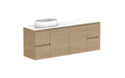 ADP Glacier Ensuite Door and Drawer Twin Wall Hung Vanity - 1500mm / Benchtop / Left Hand Bowl