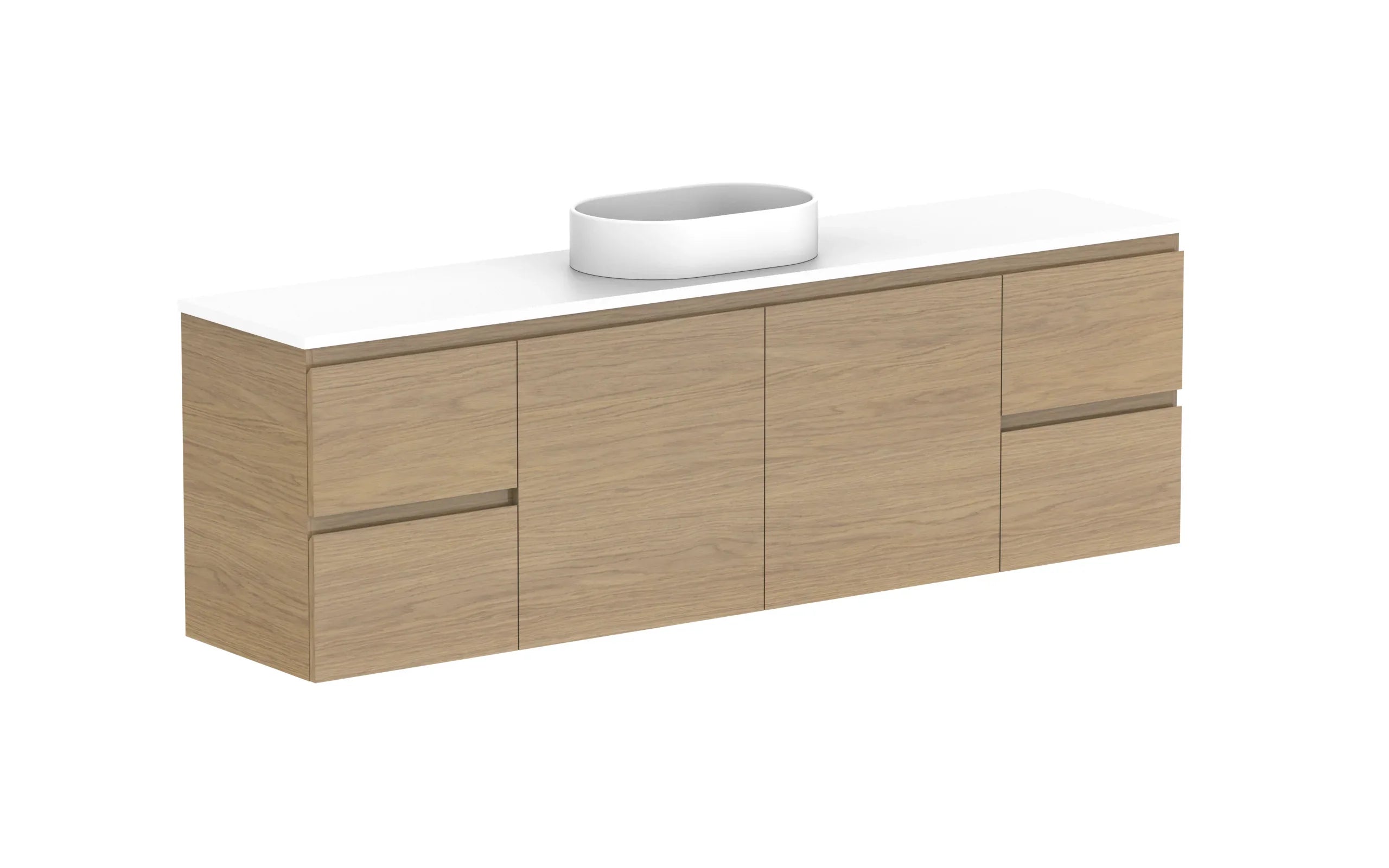 ADP Glacier Lite Ensuite Door & Drawer Twin Wall Hung Vanity - 1800mm / Benchtop