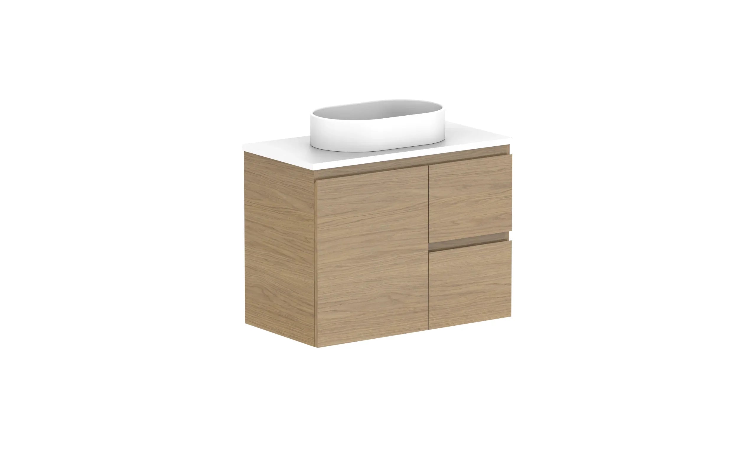 ADP Glacier Lite Ensuite Door & Drawer Twin Wall Hung Vanity - 750mm / Benchtop