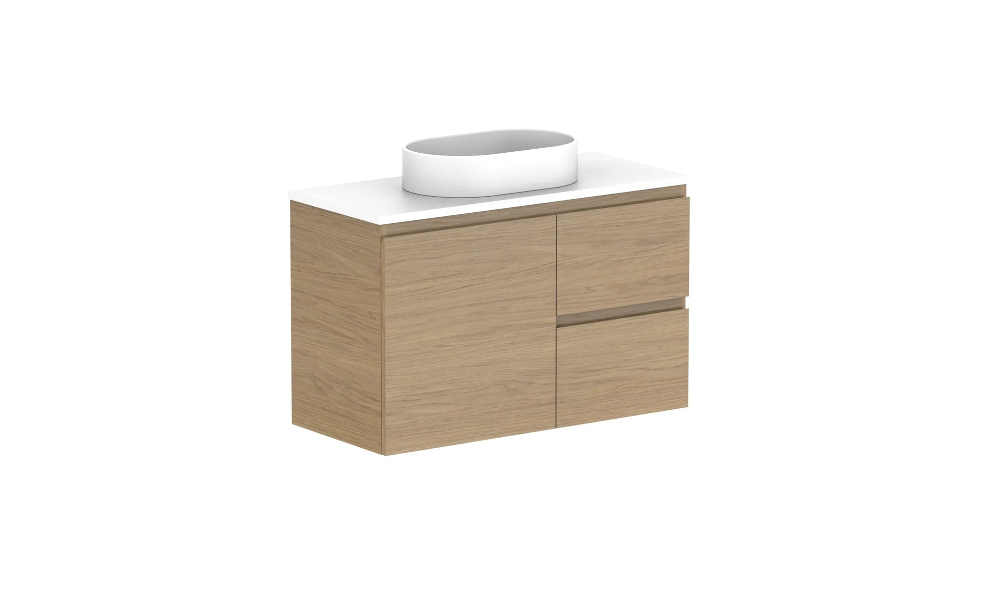 ADP Glacier Ensuite Door and Drawer Twin Wall Hung Vanity - 900mm / Benchtop / Centre Bowl