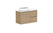 ADP Glacier Ensuite Door and Drawer Twin Wall Hung Vanity - 900mm / Benchtop / Left Hand Bowl