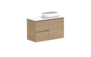 ADP Glacier Ensuite Door and Drawer Twin Wall Hung Vanity - 900mm / Benchtop / Right Hand Bowl