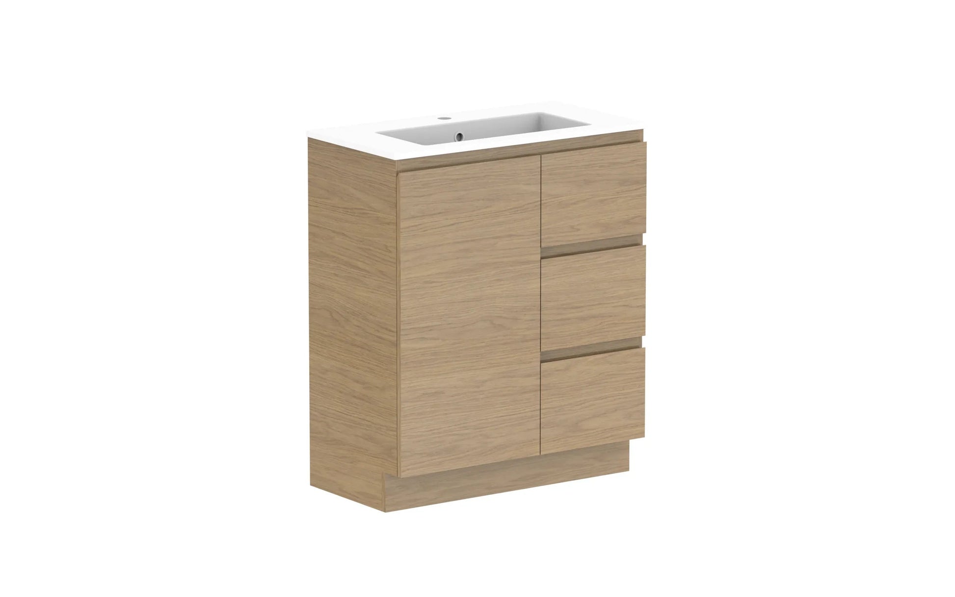 ADP Glacier Ensuite Door and Drawer Trio Freestanding Vanity - 750mm / Cast Marble Moulded Top / Centre Bowl