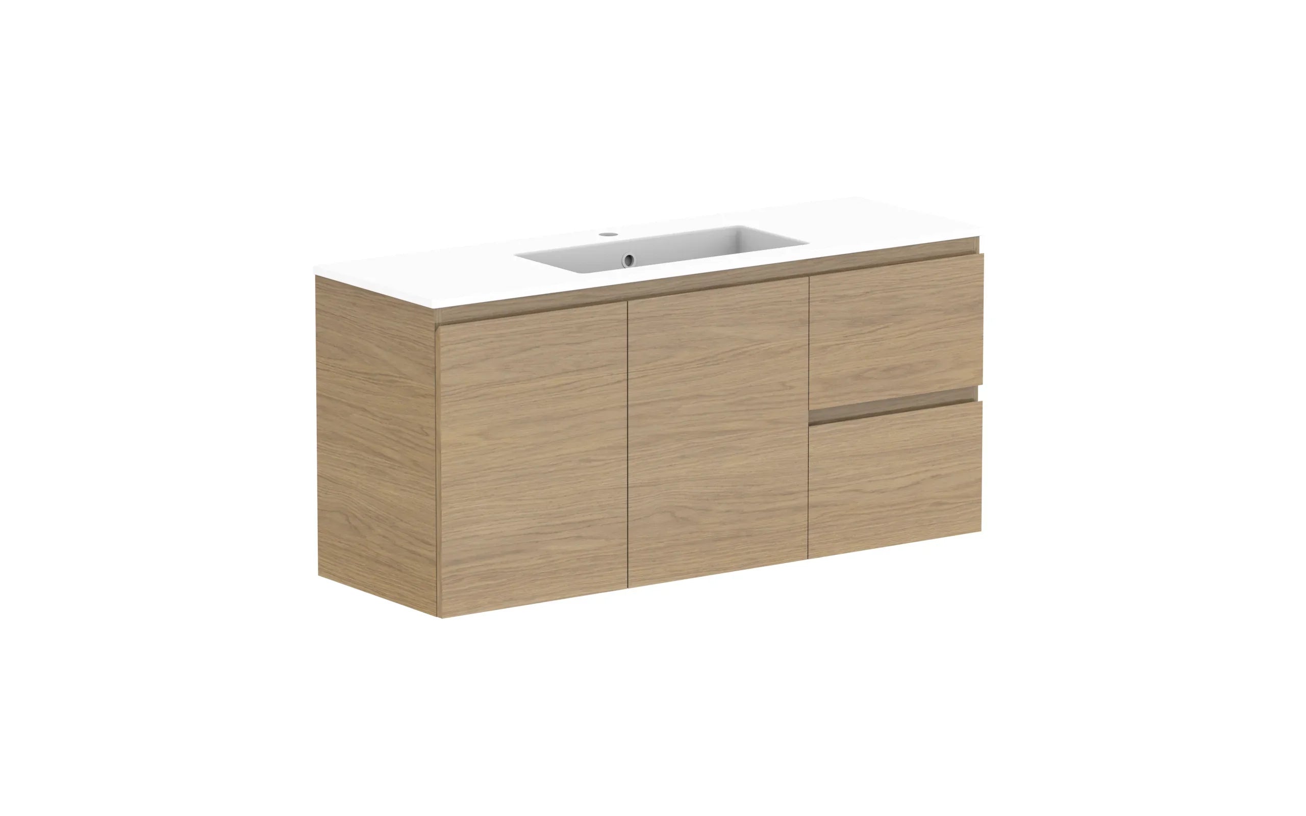 ADP Glacier Lite Ensuite Door & Drawer Twin Wall Hung Vanity - 1200mm / Cast Marble Moulded Top