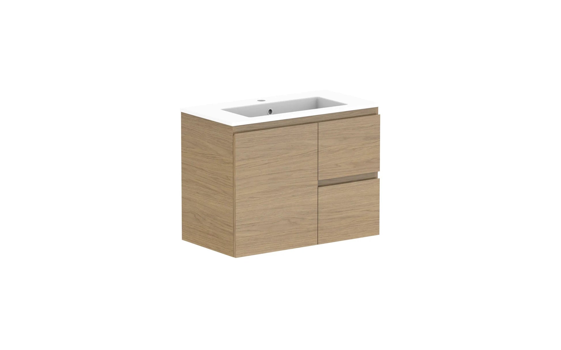 ADP Glacier Ensuite Door and Drawer Twin Wall Hung Vanity - 750mm / Cast Marble Moulded Top / Centre Bowl