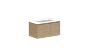 ADP Glacier Ensuite Door and Drawer Slim Wall Hung Vanity - 750mm / Ceramic Moulded Top / Centre Bowl