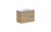ADP Glacier Ensuite Door and Drawer Twin Wall Hung Vanity - 750mm / Ceramic Moulded Top / Centre Bowl