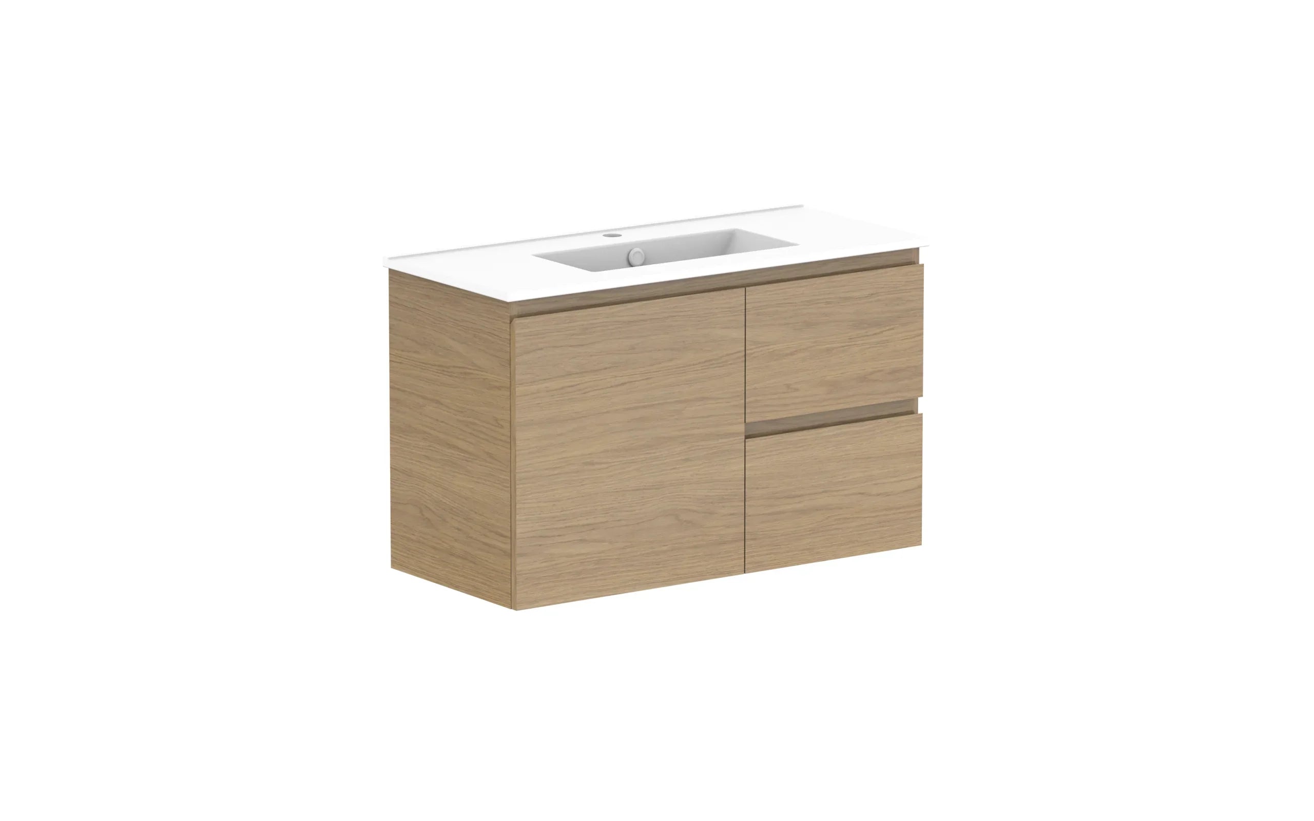 ADP Glacier Lite Ensuite Door & Drawer Twin Wall Hung Vanity - 900mm / Ceramic Moulded Top