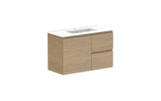 ADP Glacier Ensuite Door and Drawer Twin Wall Hung Vanity - 900mm / Ceramic Moulded Top / Centre Bowl
