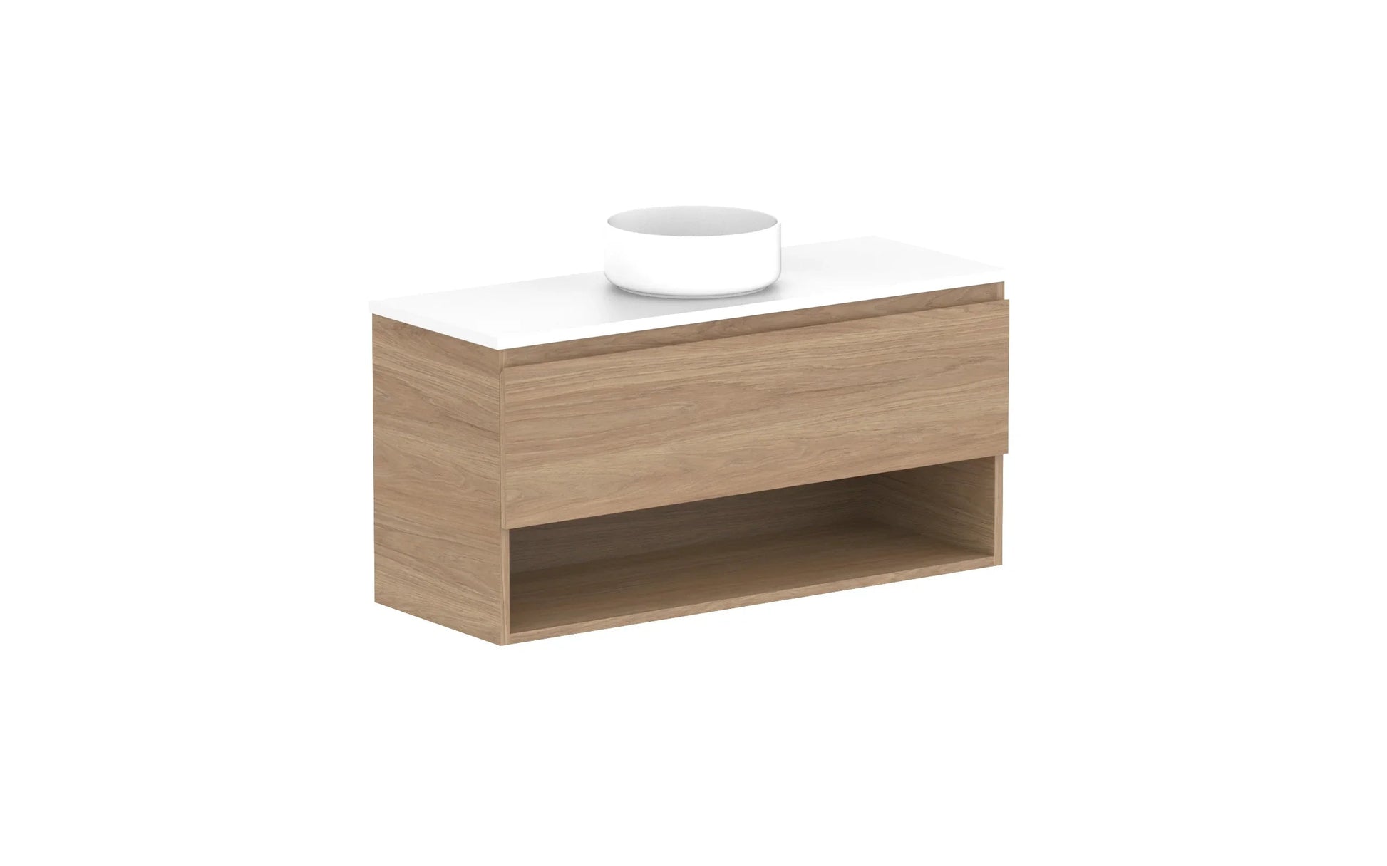 ADP Glacier Shelf Ensuite Slim Wall Hung Vanity - 1050mm / Benchtop / Centre Bowl