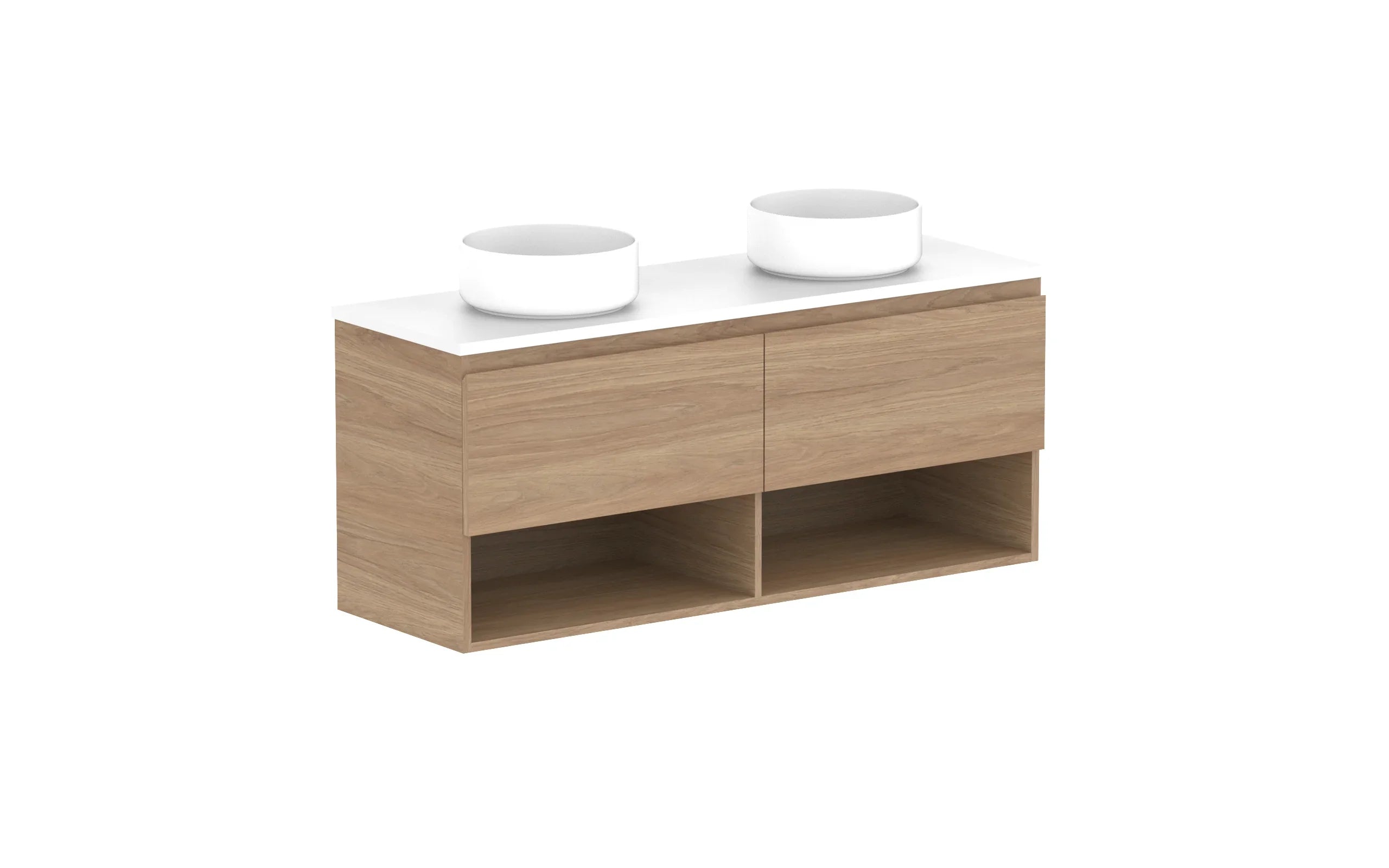 ADP Glacier Shelf Ensuite Slim Wall Hung Vanity - 1200mm / Benchtop / Double Bowl