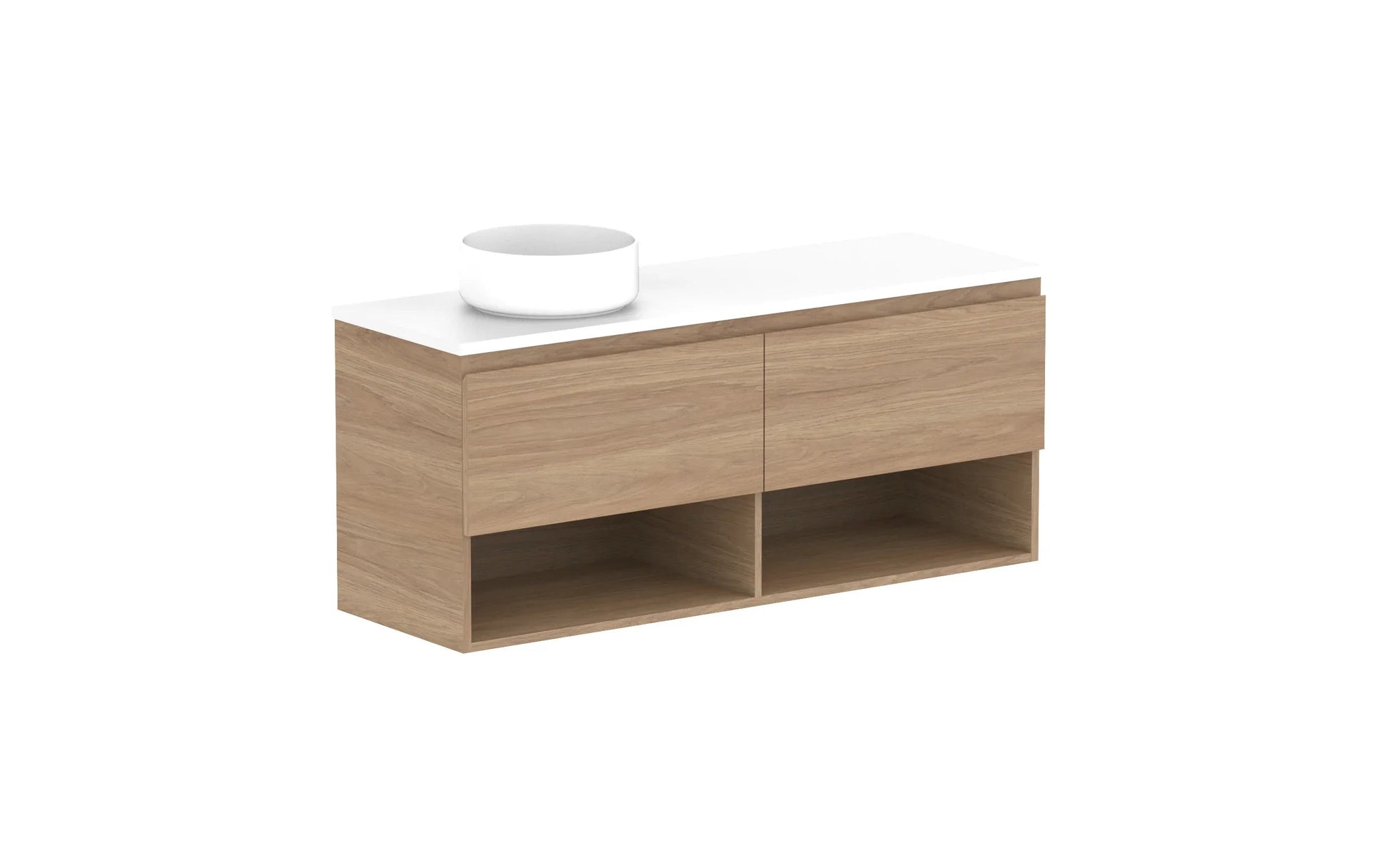 ADP Glacier Shelf Ensuite Slim Wall Hung Vanity - 1200mm / Benchtop / Left Hand Bowl